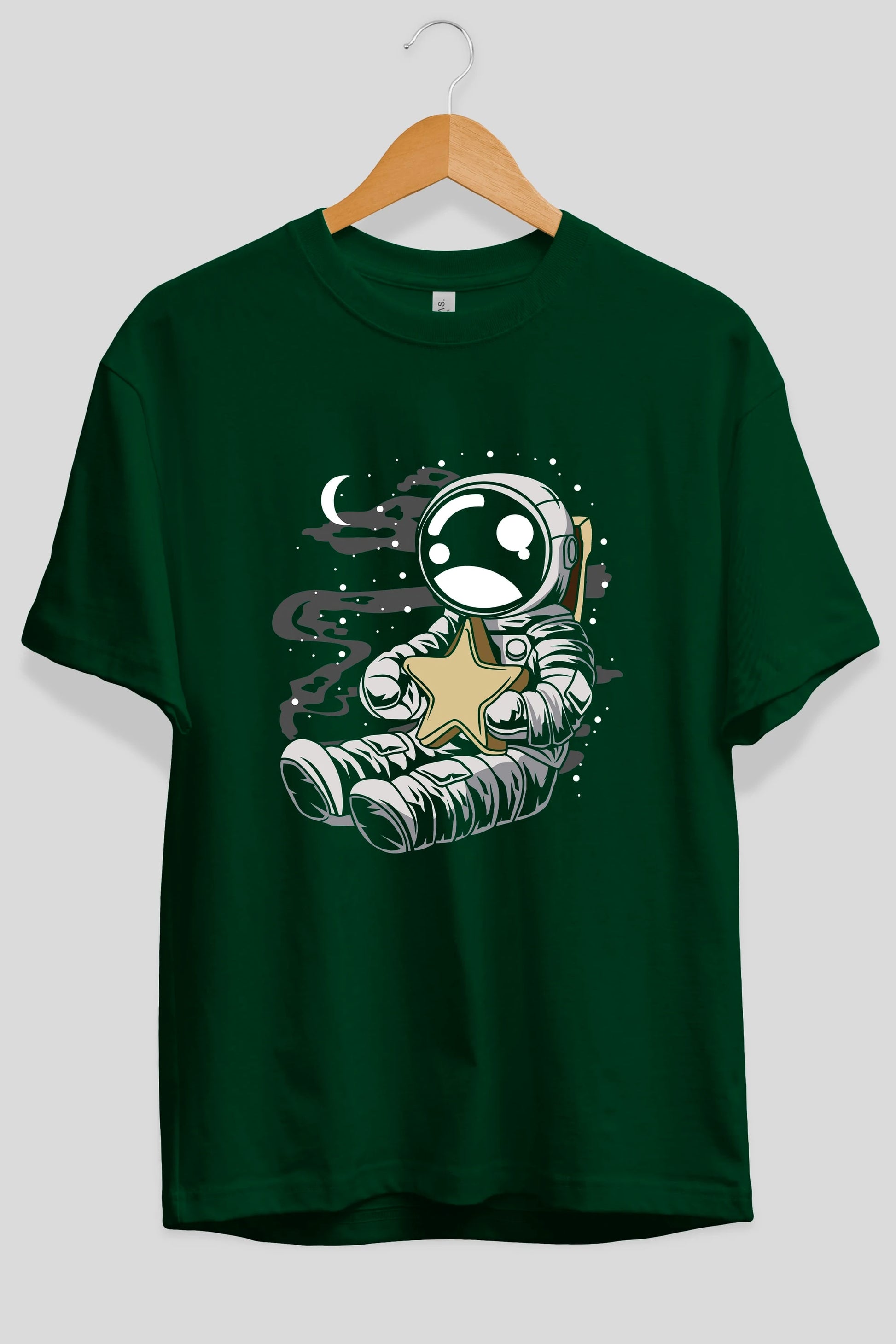 Astronaut Holding The Star Ön Baskılı Oversize t-shirt Erkek Kadın Unisex