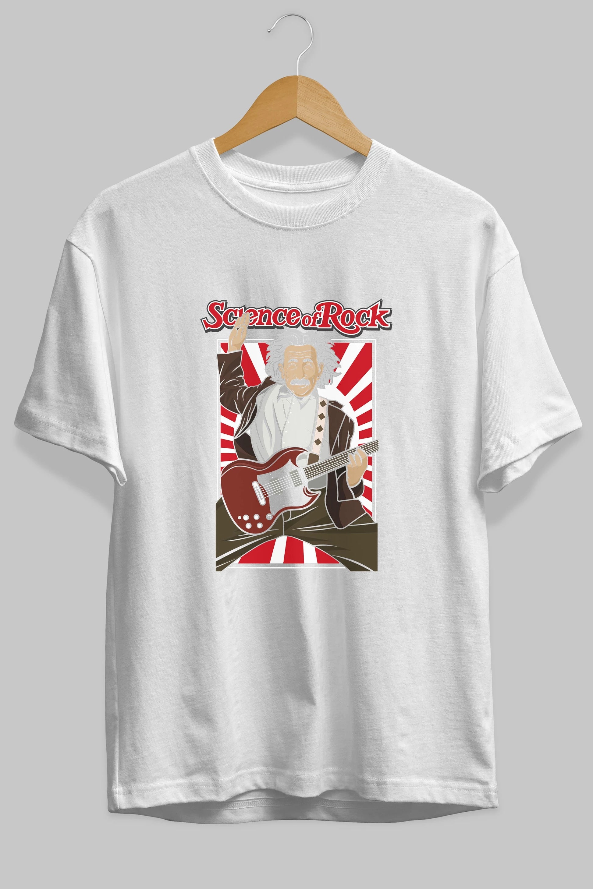 Einstein Science Of Rock Ön Baskılı Oversize t-shirt Erkek Kadın Unisex %100 Pamuk tişort