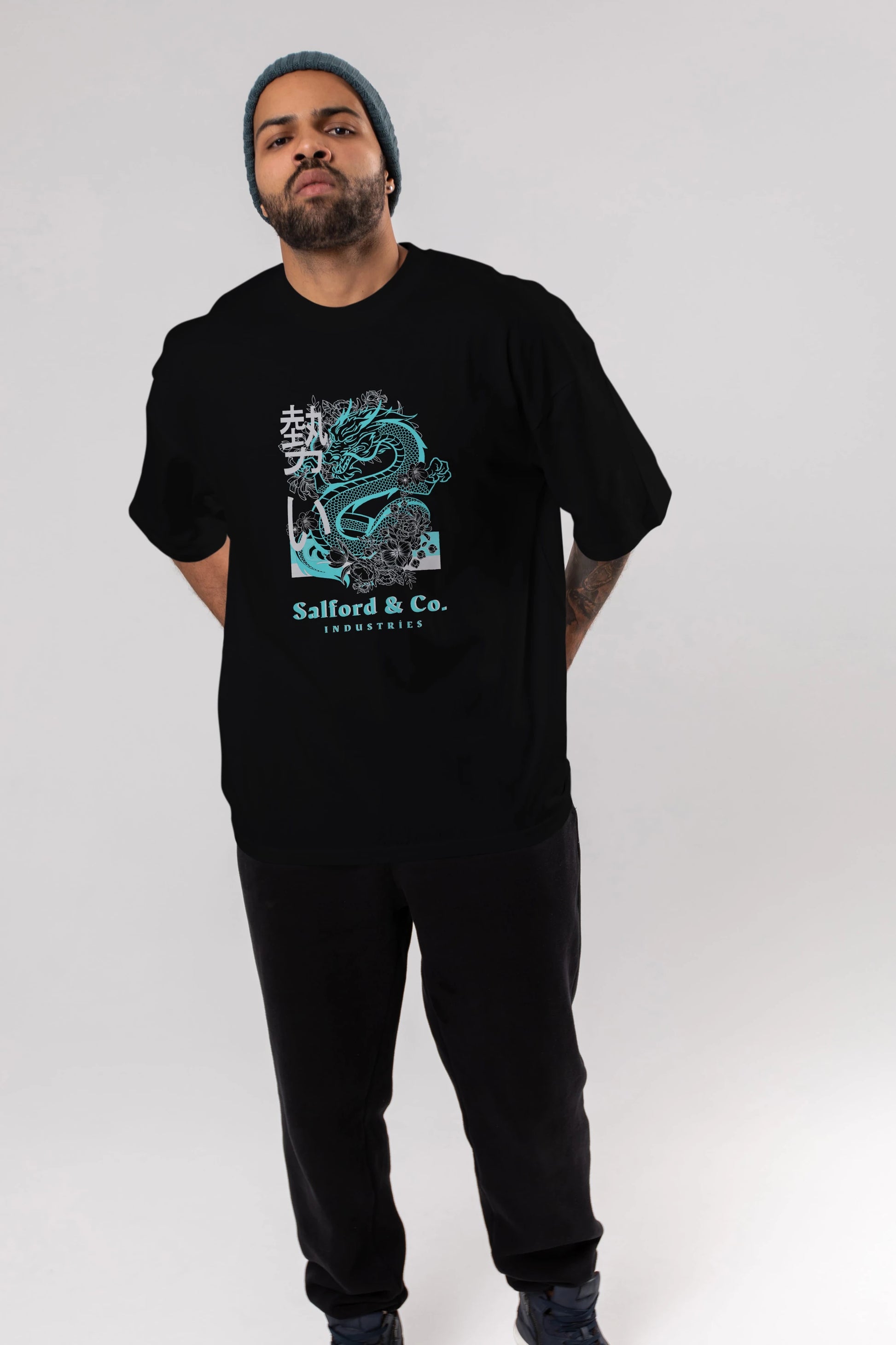 Dragon Ön Baskılı Oversize t-shirt Erkek Kadın Unisex