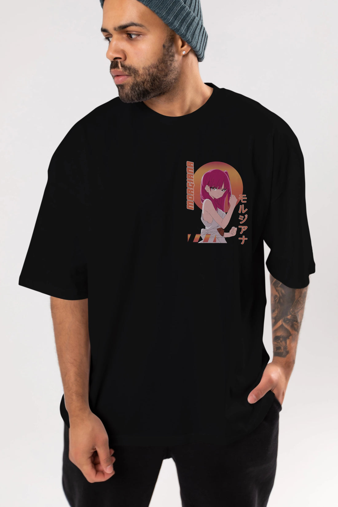 Morgiana 5 Ön Sol Baskılı Oversize t-shirt Erkek Kadın Unisex %100 Pamuk Bisiklet Yaka tişort