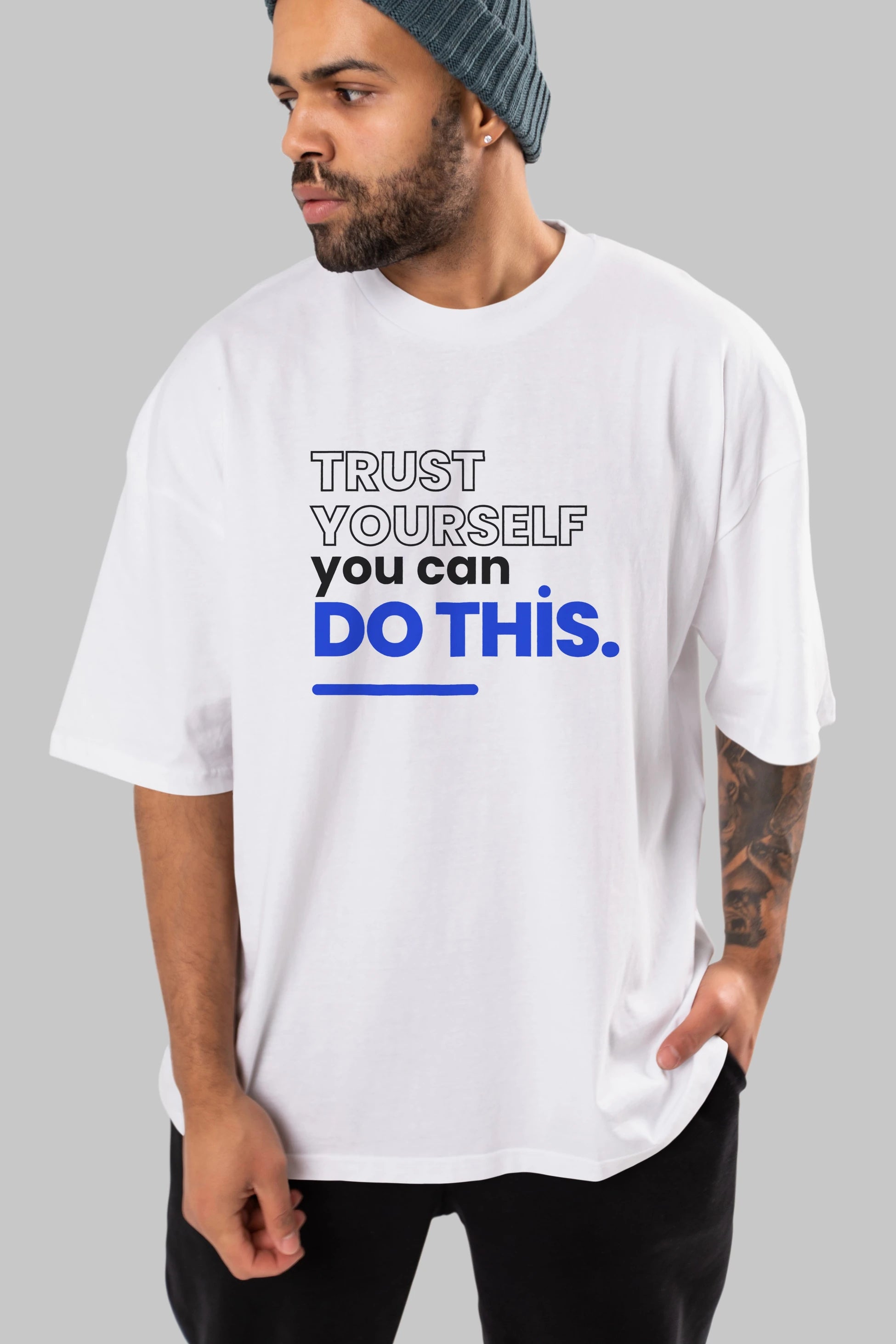Trust Yourself Yazılı Ön Baskılı Oversize t-shirt Erkek Kadın Unisex