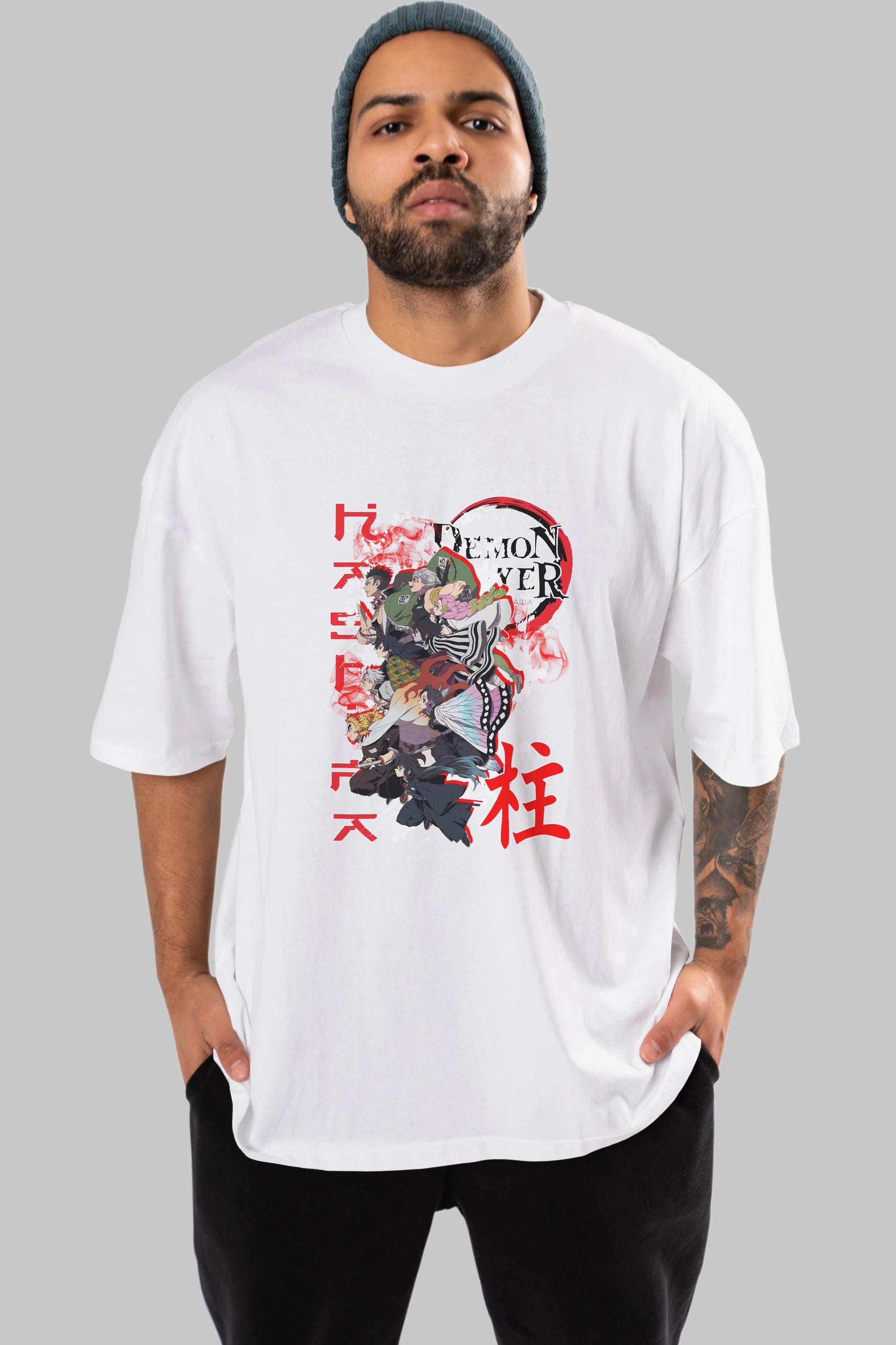 DEMON SLAYER SLAYERS Anime Ön Baskılı Oversize t-shirt %100 pamuk Erkek Kadın Unisex