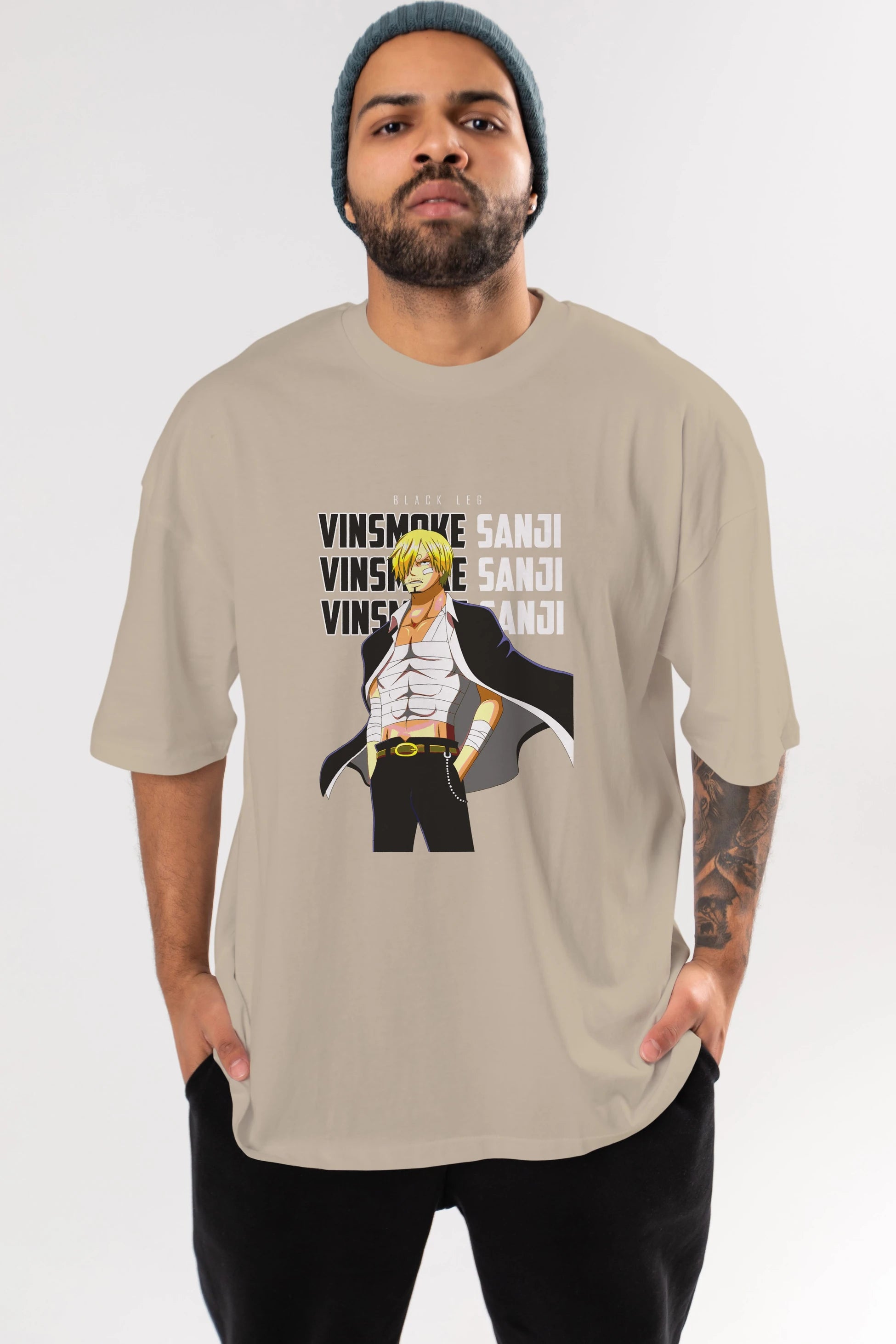 Sanji Anime Ön Baskılı Oversize t-shirt Erkek Kadın Unisex