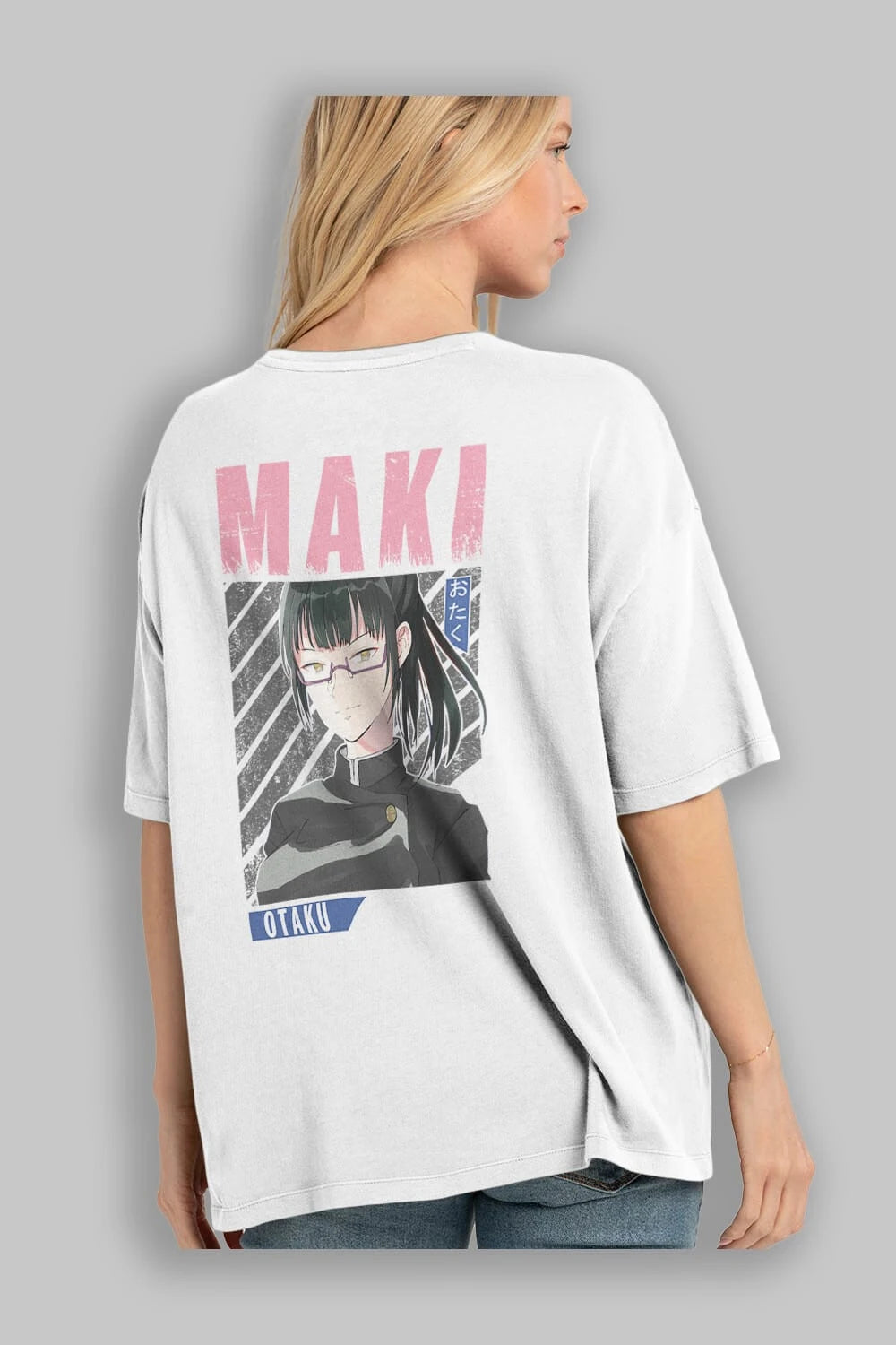 Maki Zenin CHAINSAWMAN 1 Anime Arka Baskılı Oversize t-shirt Erkek Kadın Unisex