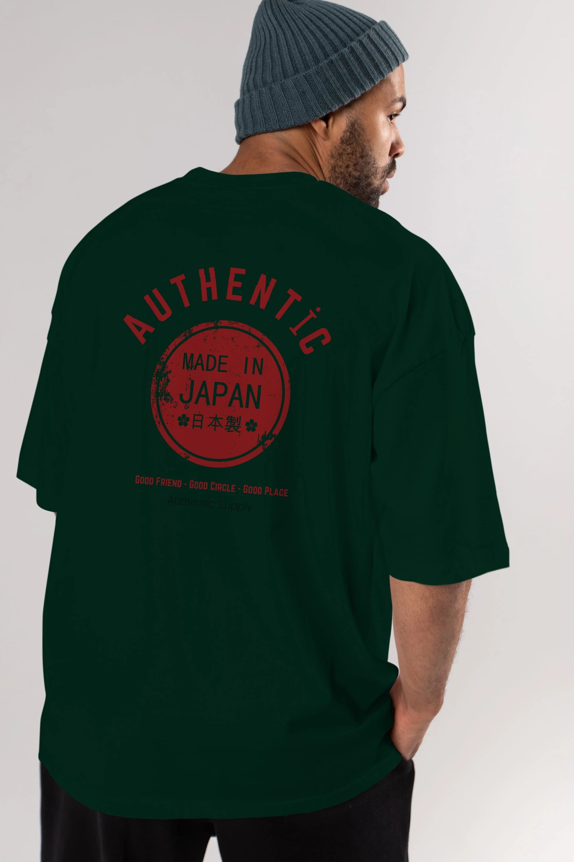 Authentic Japan Style Arka Baskılı Oversize t-shirt Erkek Kadın Unisex