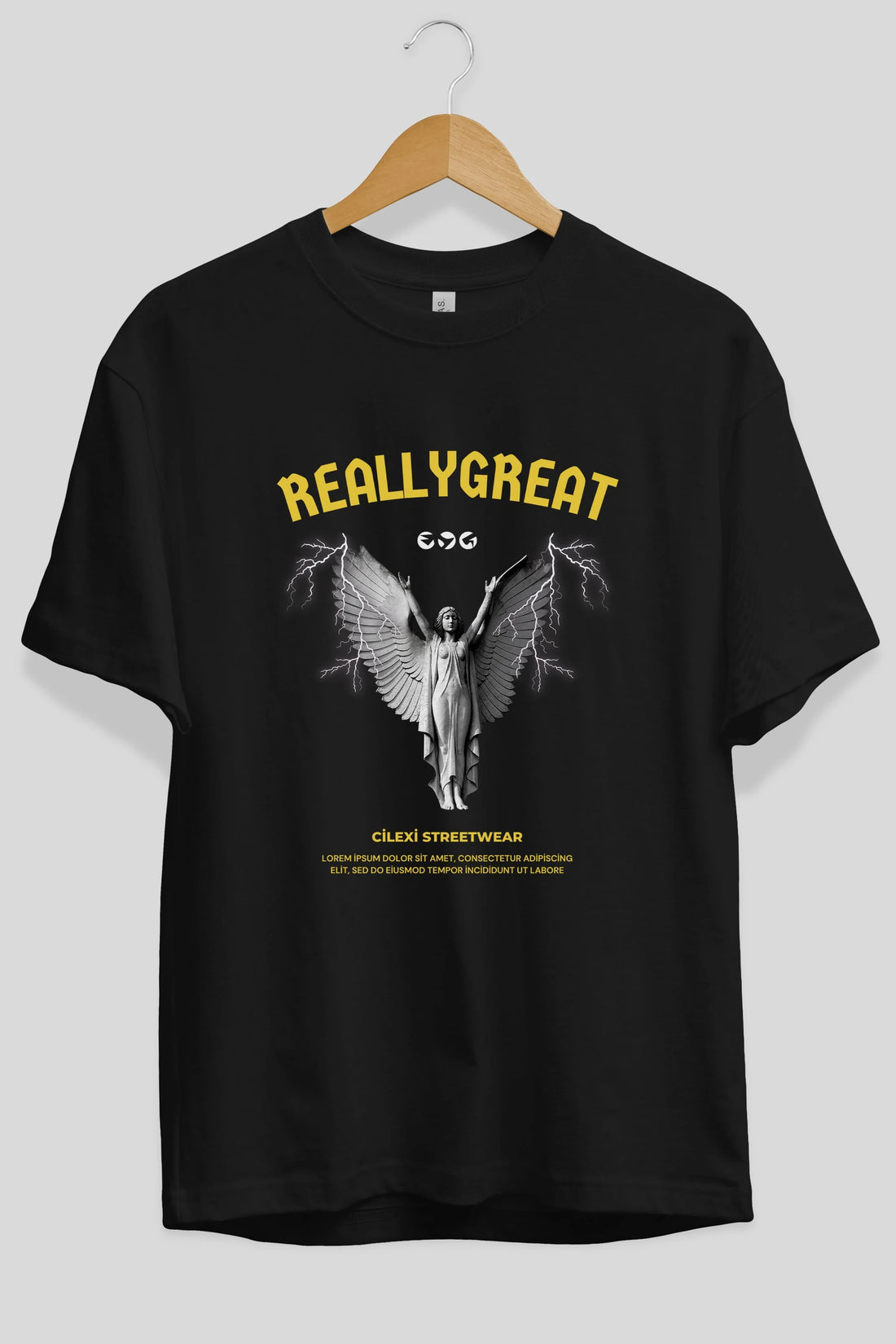 Reallygreat Angel Ön Baskılı Oversize t-shirt Erkek Kadın Unisex