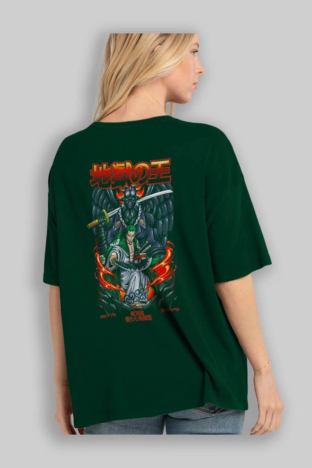 Roronoa Zoro 4 Anime Arka Baskılı Oversize t-shirt Erkek Kadın Unisex
