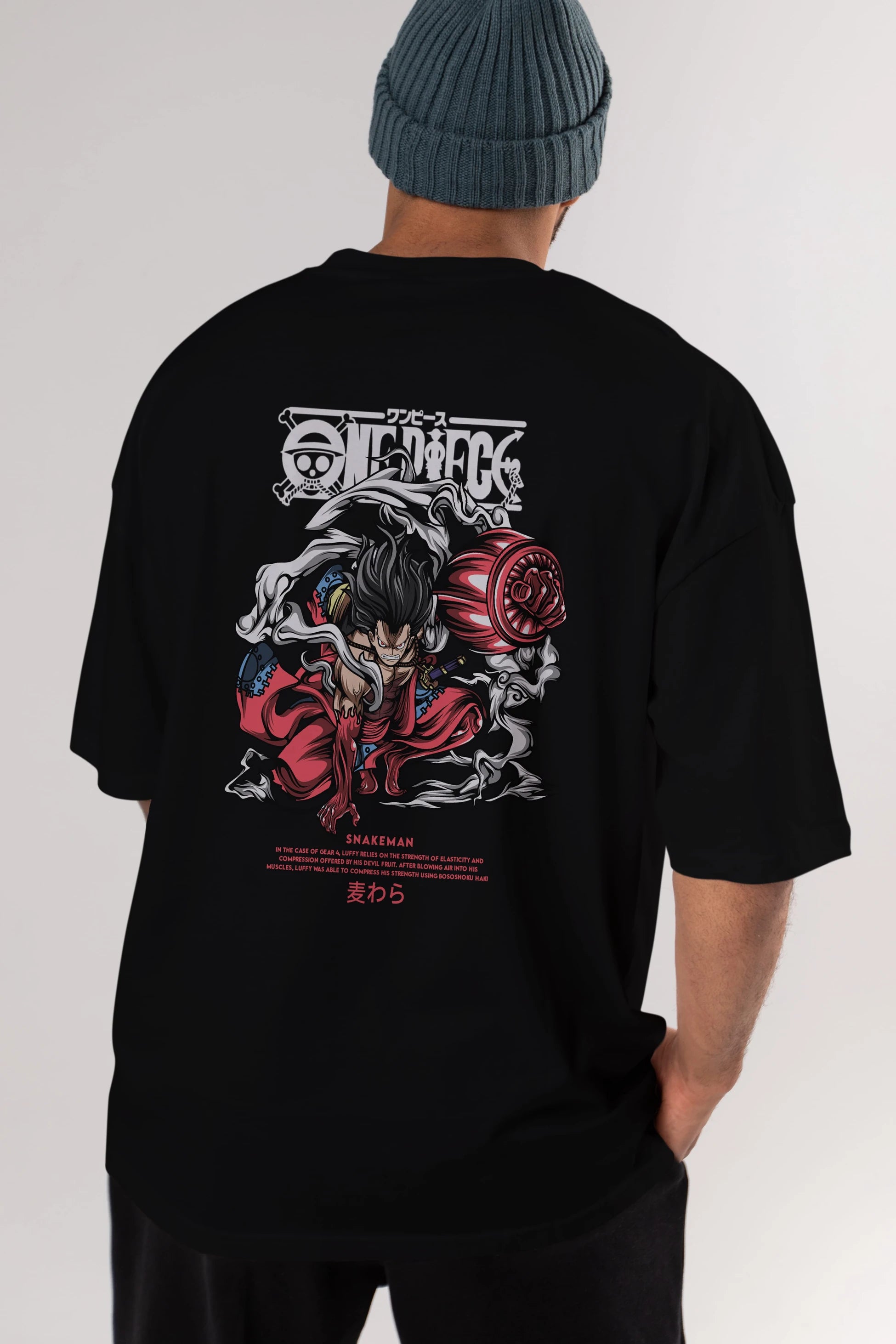 One Piece Snakeman Anime Arka Baskılı Oversize t-shirt Erkek Kadın Unisex