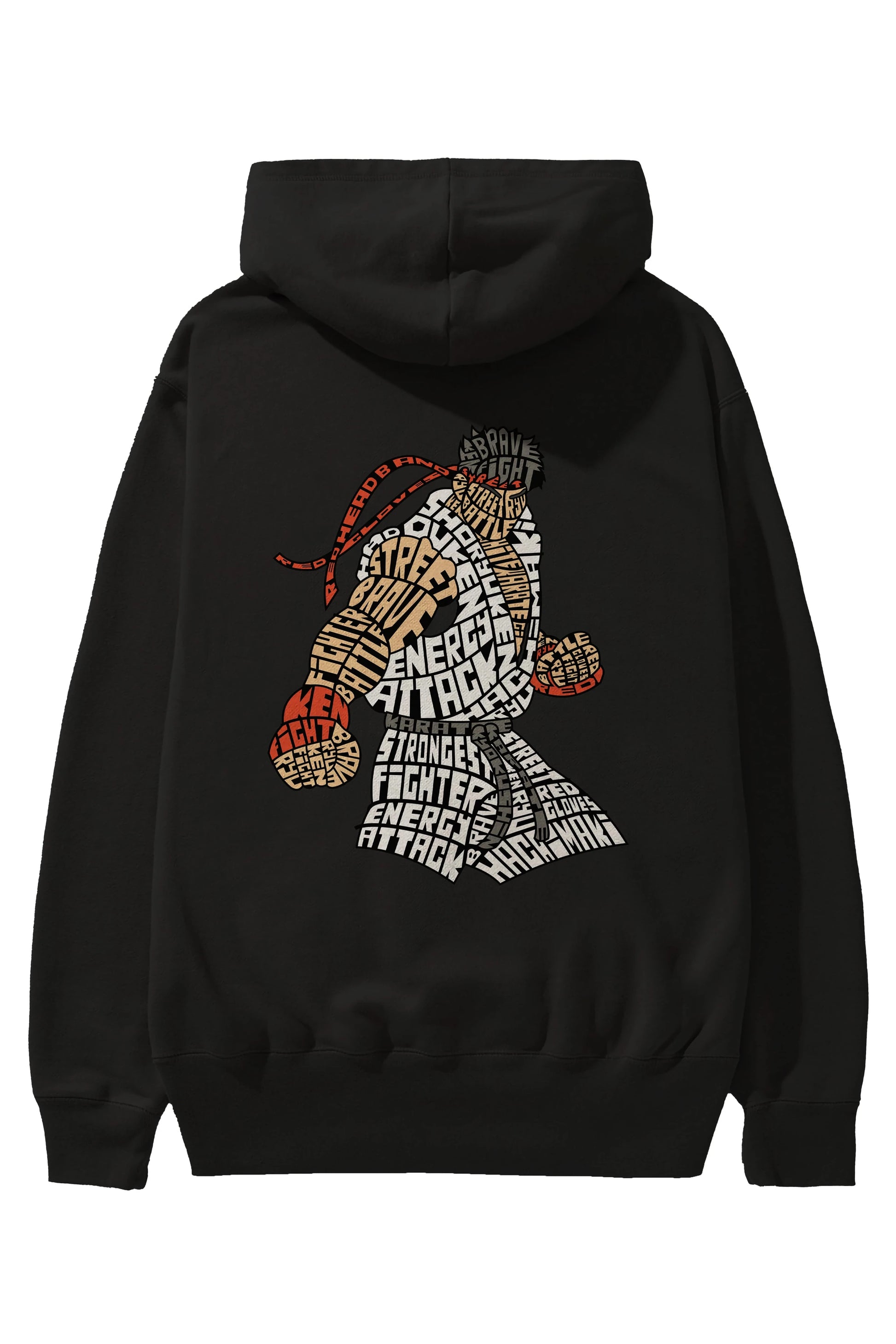 Hadouken Arka Baskılı Hoodie Oversize Kapüşonlu Sweatshirt Erkek Kadın Unisex