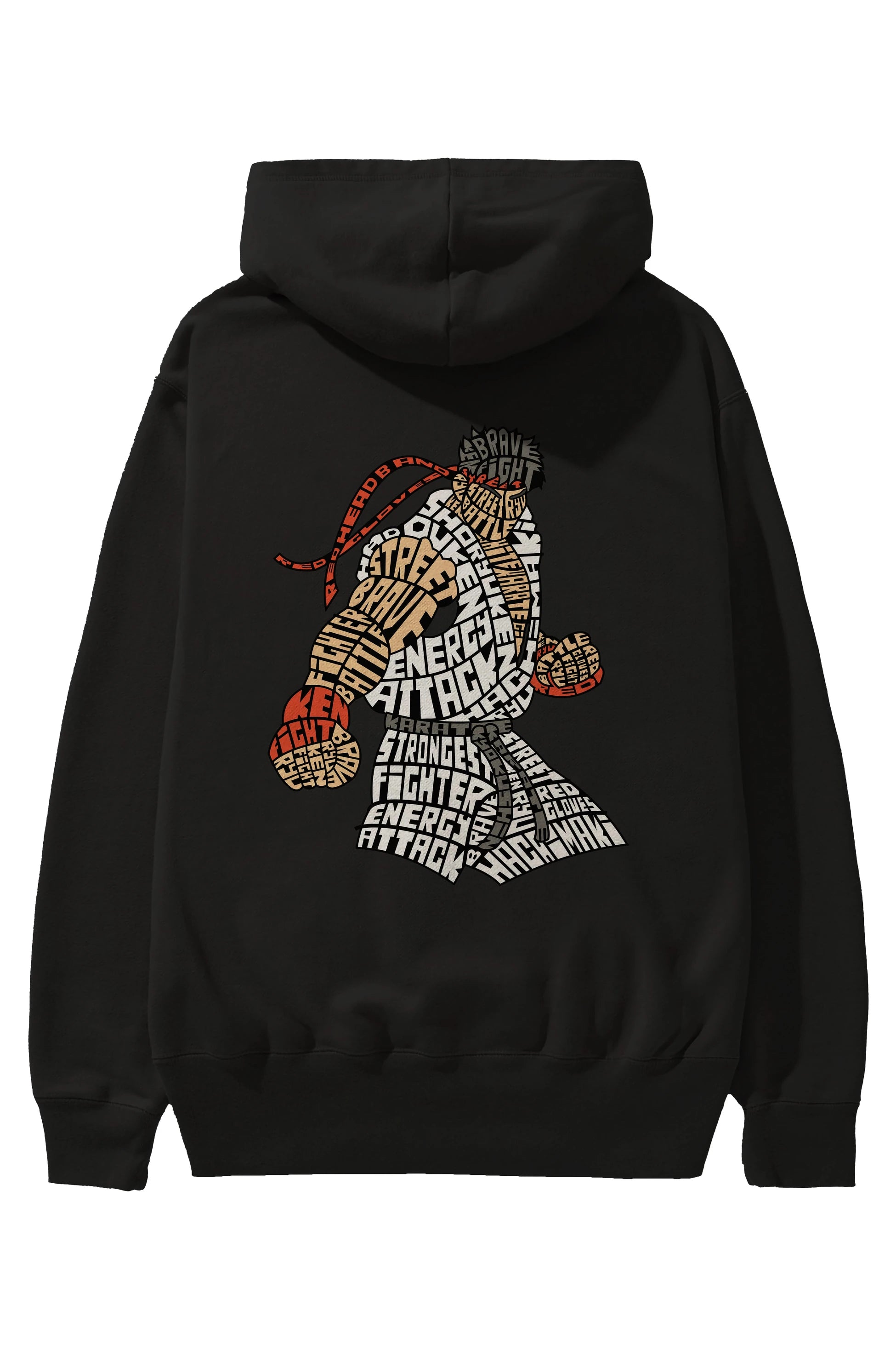 Hadouken Arka Baskılı Hoodie Oversize Kapüşonlu Sweatshirt Erkek Kadın Unisex