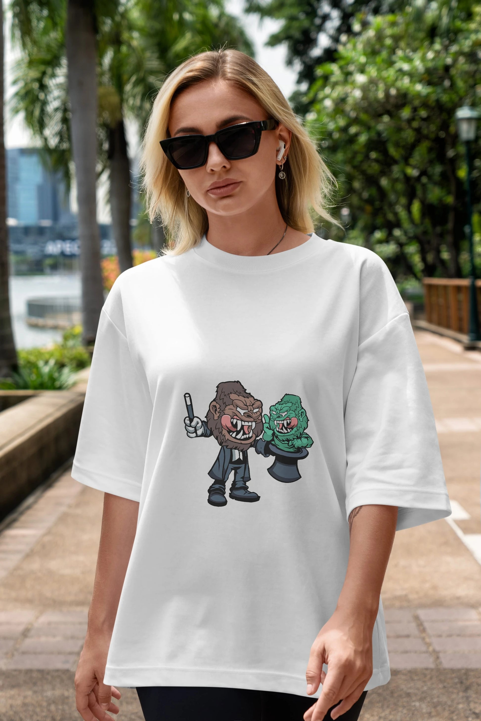 Gorilla Magician Ön Baskılı Oversize t-shirt Erkek Kadın Unisex %100 Pamuk tişort