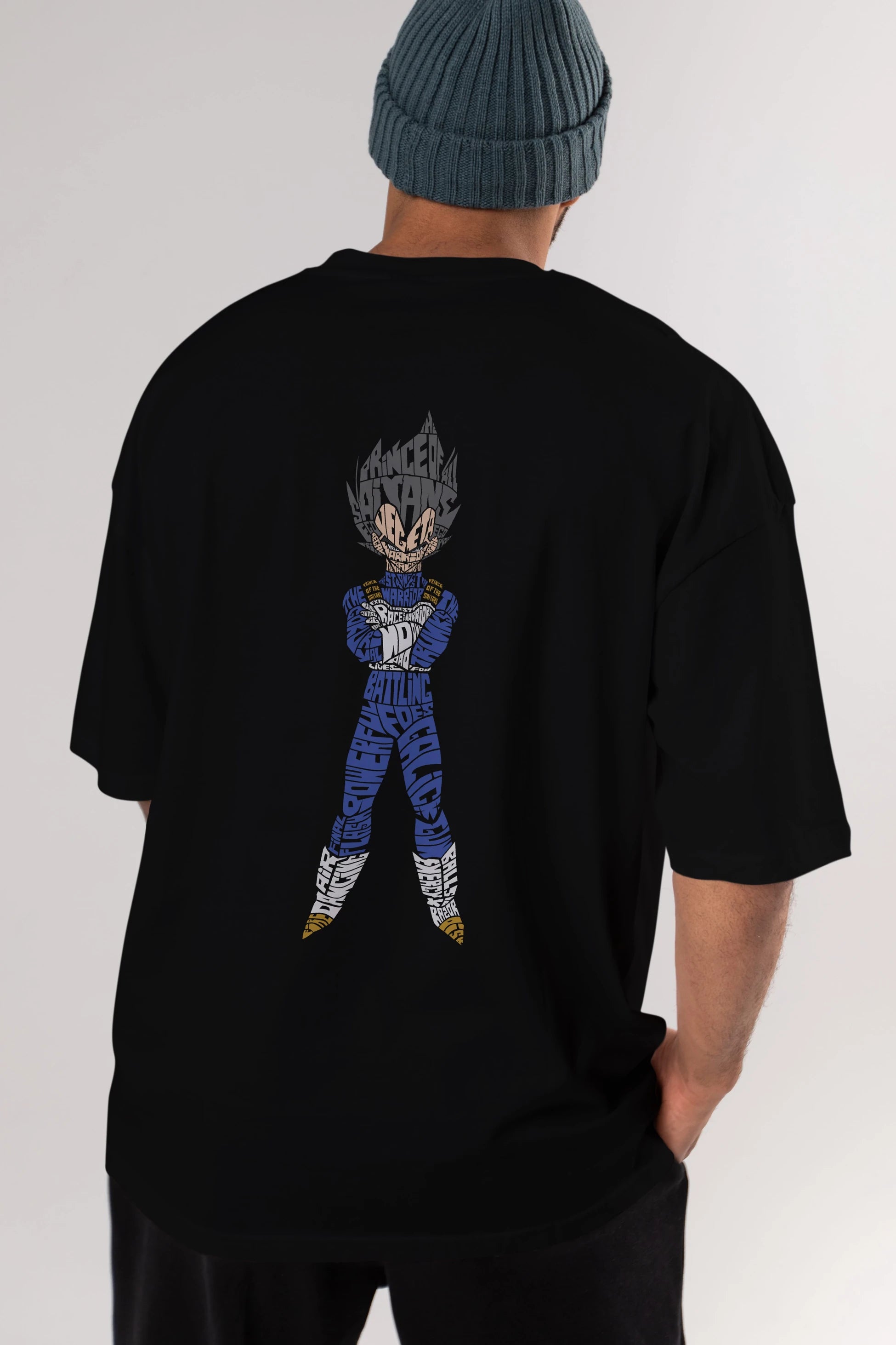 Vegeta Arka Baskılı Oversize t-shirt %100 pamuk Erkek Kadın Unisex