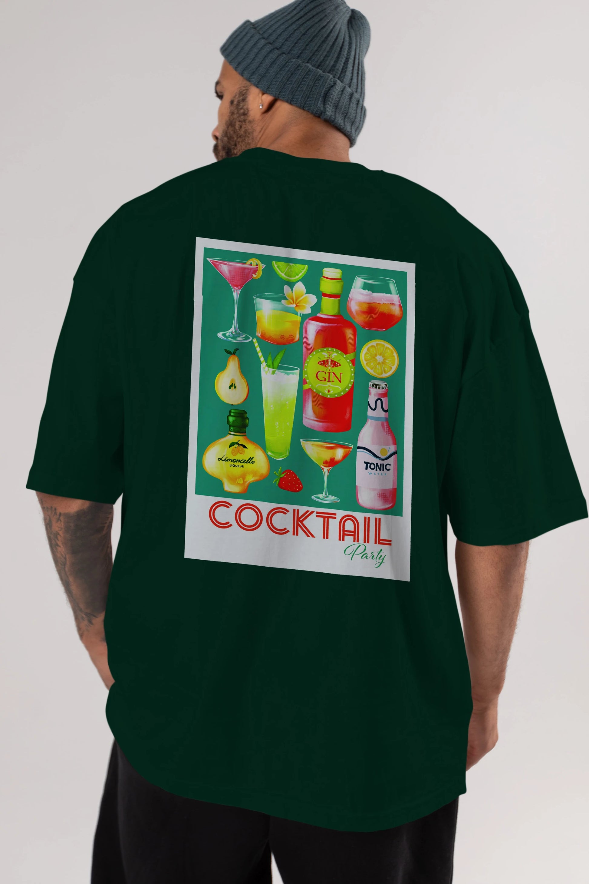 Cocktail Party 2 Arka Baskılı Oversize t-shirt Erkek Kadın Unisex %100 Pamuk Bisiklet Yaka tişort