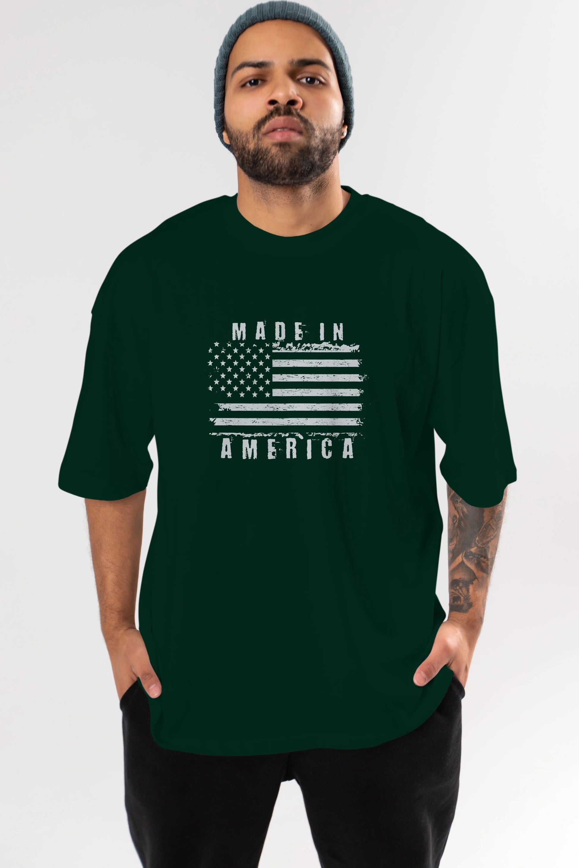 Made in America Ön Baskılı Oversize t-shirt Erkek Kadın Unisex