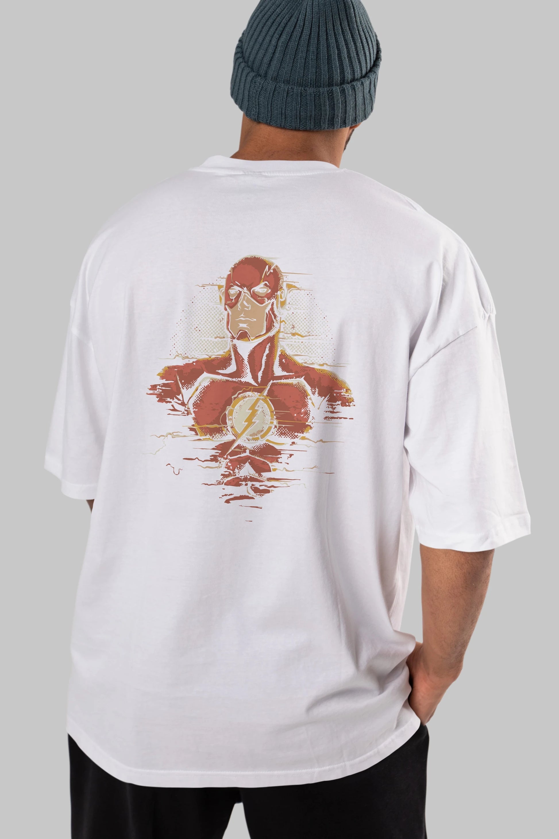 Flash Avengers Arka Baskılı Oversize t-shirt Erkek Kadın Unisex %100 Pamuk Bisiklet Yaka tişort