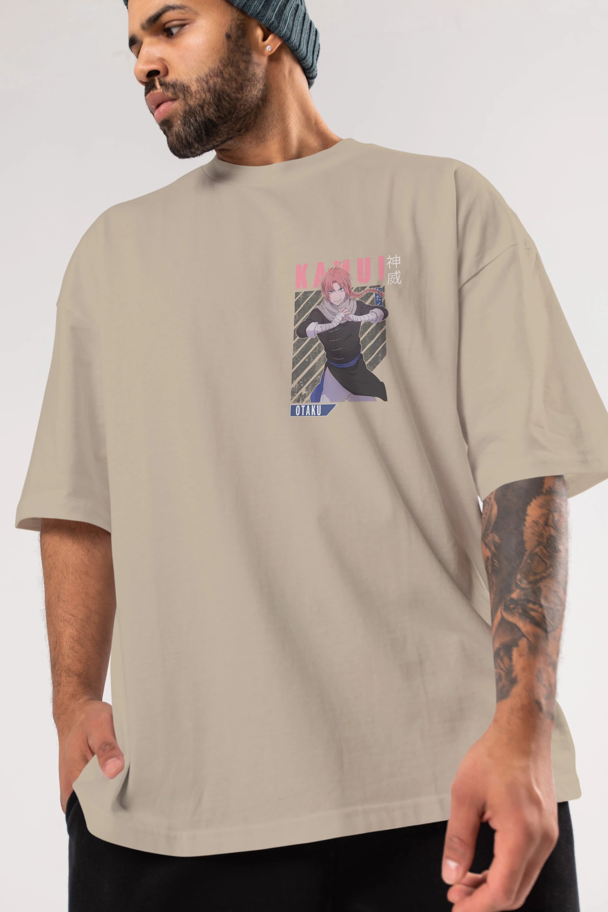 Kamui GINTAMA Ön Sol Baskılı Oversize t-shirt Erkek Kadın Unisex %100 Pamuk Bisiklet Yaka tişort