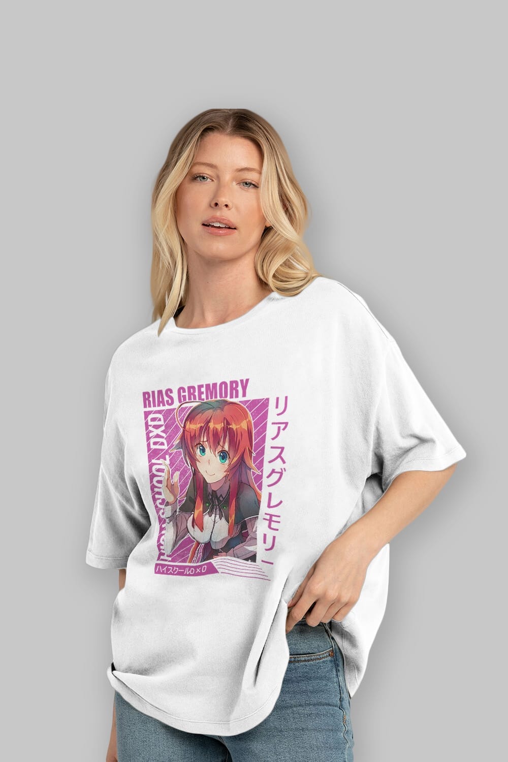 Rias Gremory 10 Anime Ön Baskılı Oversize t-shirt %100 pamuk Erkek Kadın Unisex
