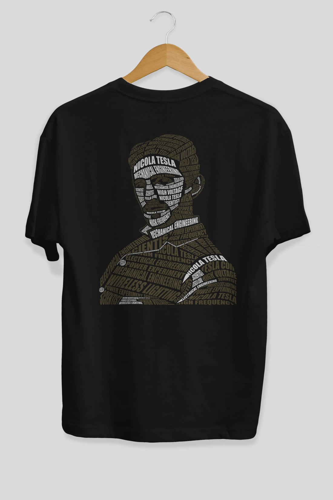 Nikola Tesla Calligram Arka Baskılı Oversize t-shirt %100 pamuk Erkek Kadın Unisex