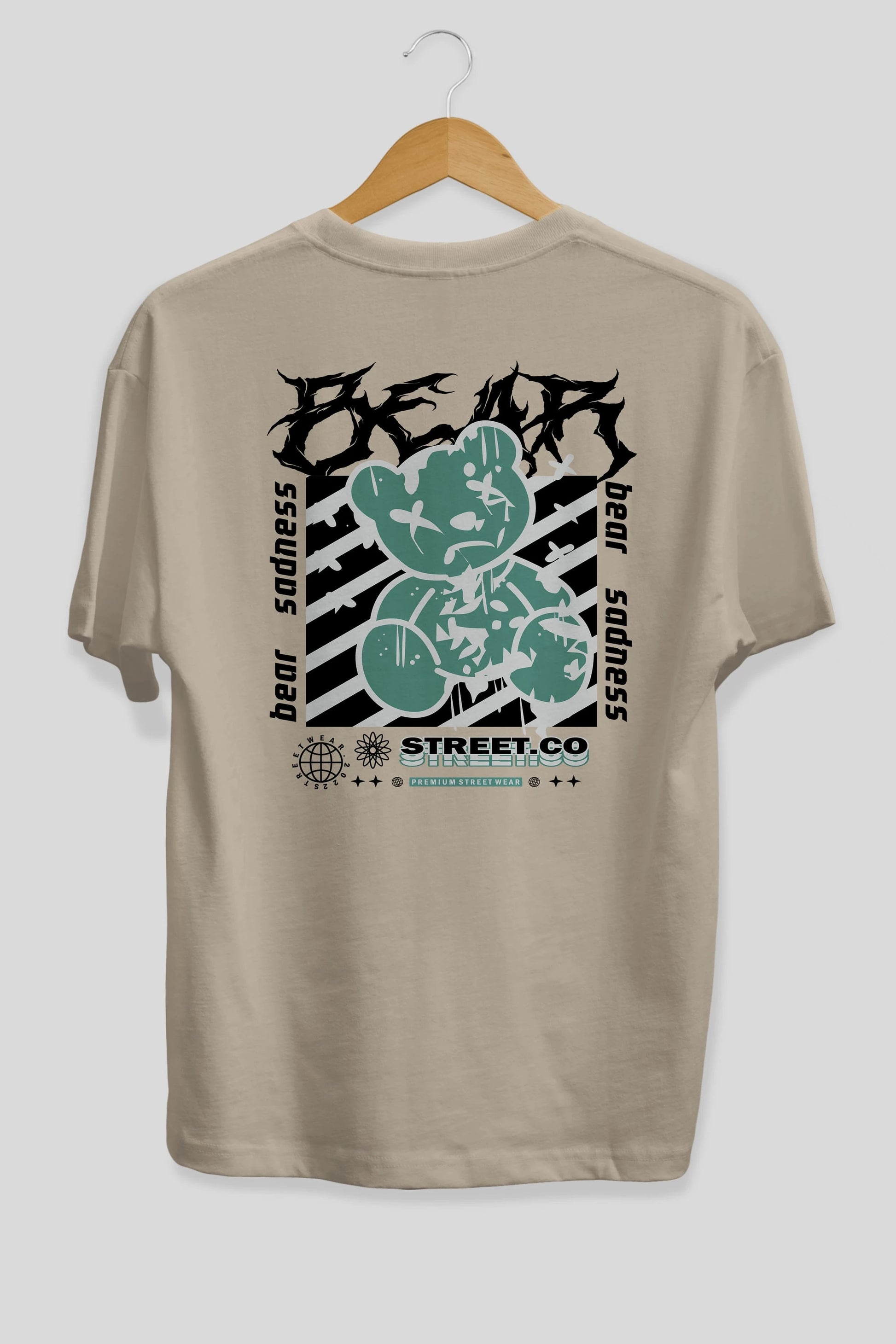 Bear Sadness Arka Baskılı Oversize t-shirt Erkek Kadın Unisex