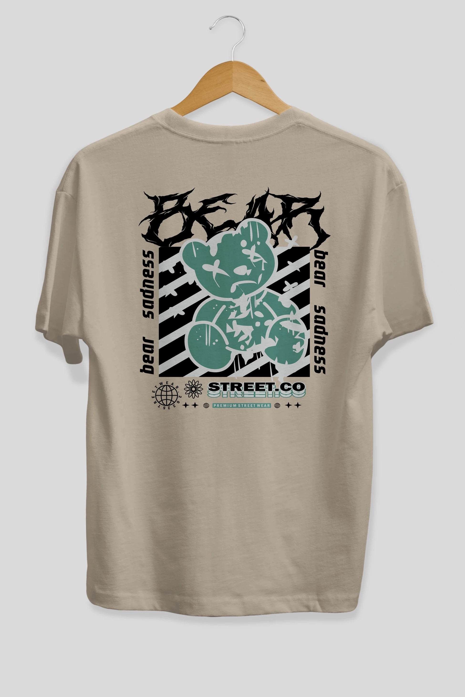 Bear Sadness Arka Baskılı Oversize t-shirt Erkek Kadın Unisex