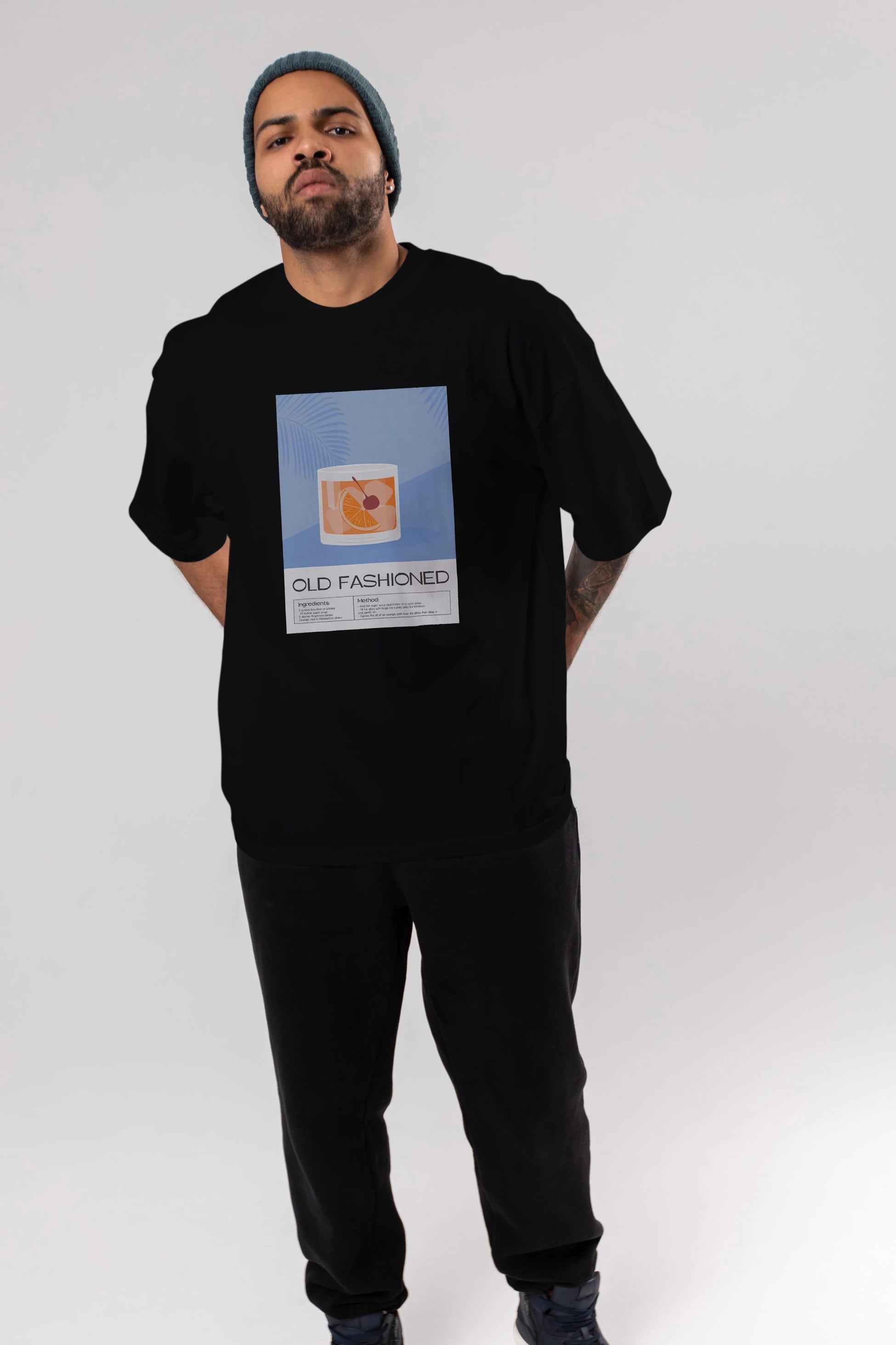 Old Fashioned 3 Ön Baskılı Oversize t-shirt Erkek Kadın Unisex %100 Pamuk Bisiklet Yaka tişort