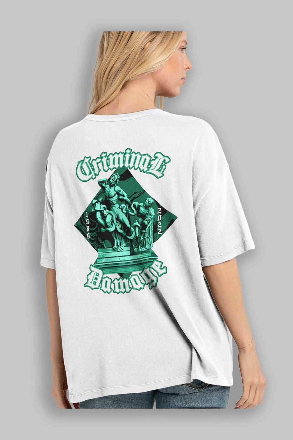 Criminal Damage Arka Baskılı Oversize t-shirt Erkek Kadın Unisex