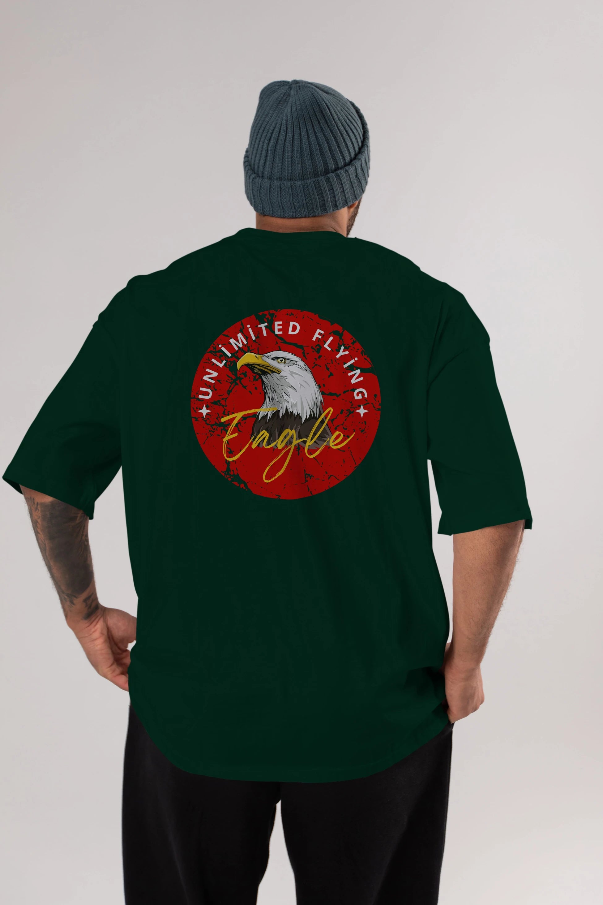 Unlimited Flying Yazılı Arka Baskılı Oversize t-shirt Erkek Kadın Unisex