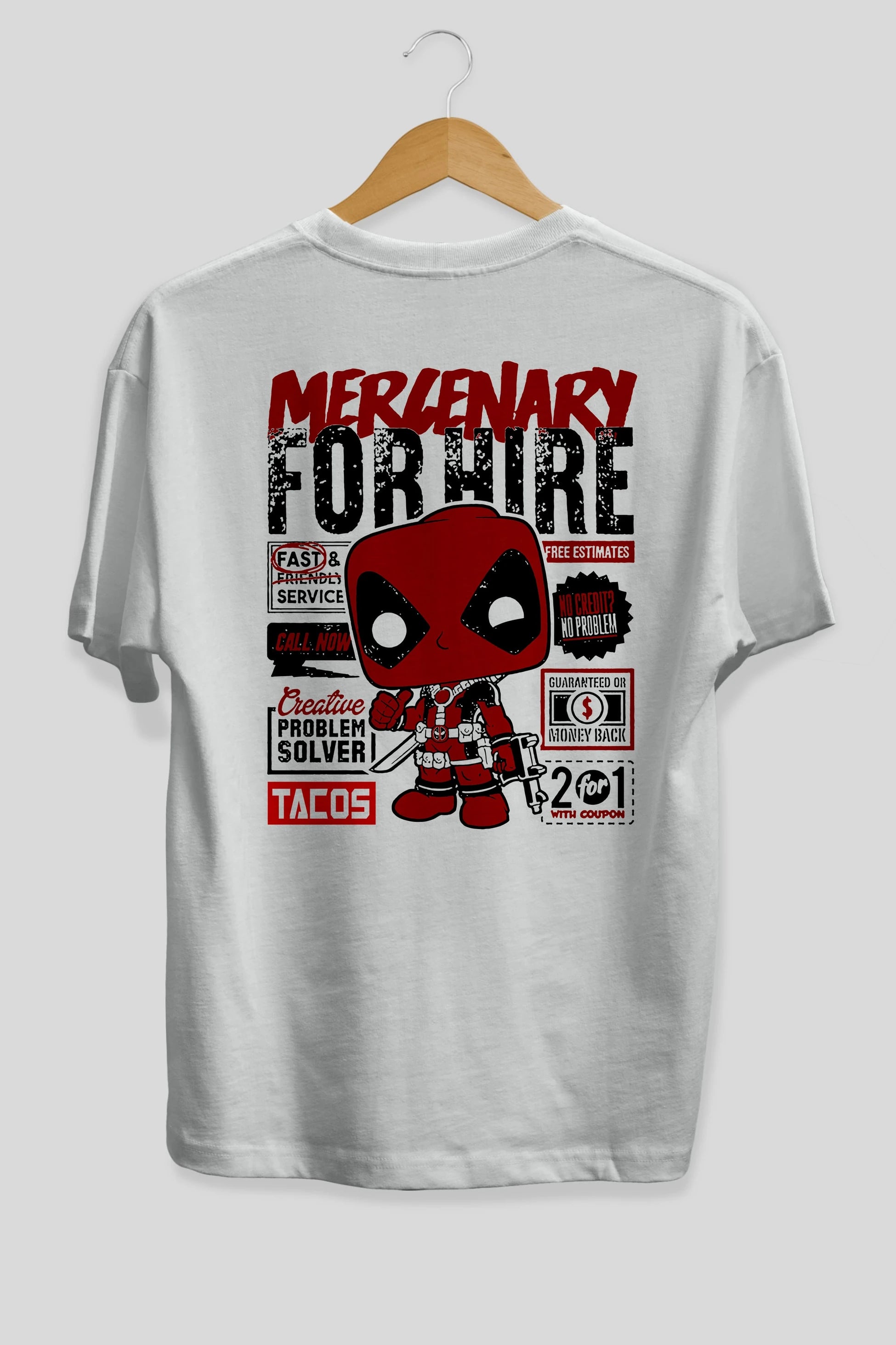Deadpool (18) Arka Baskılı Oversize t-shirt Erkek Kadın Unisex %100 Pamuk Bisiklet Yaka tişort