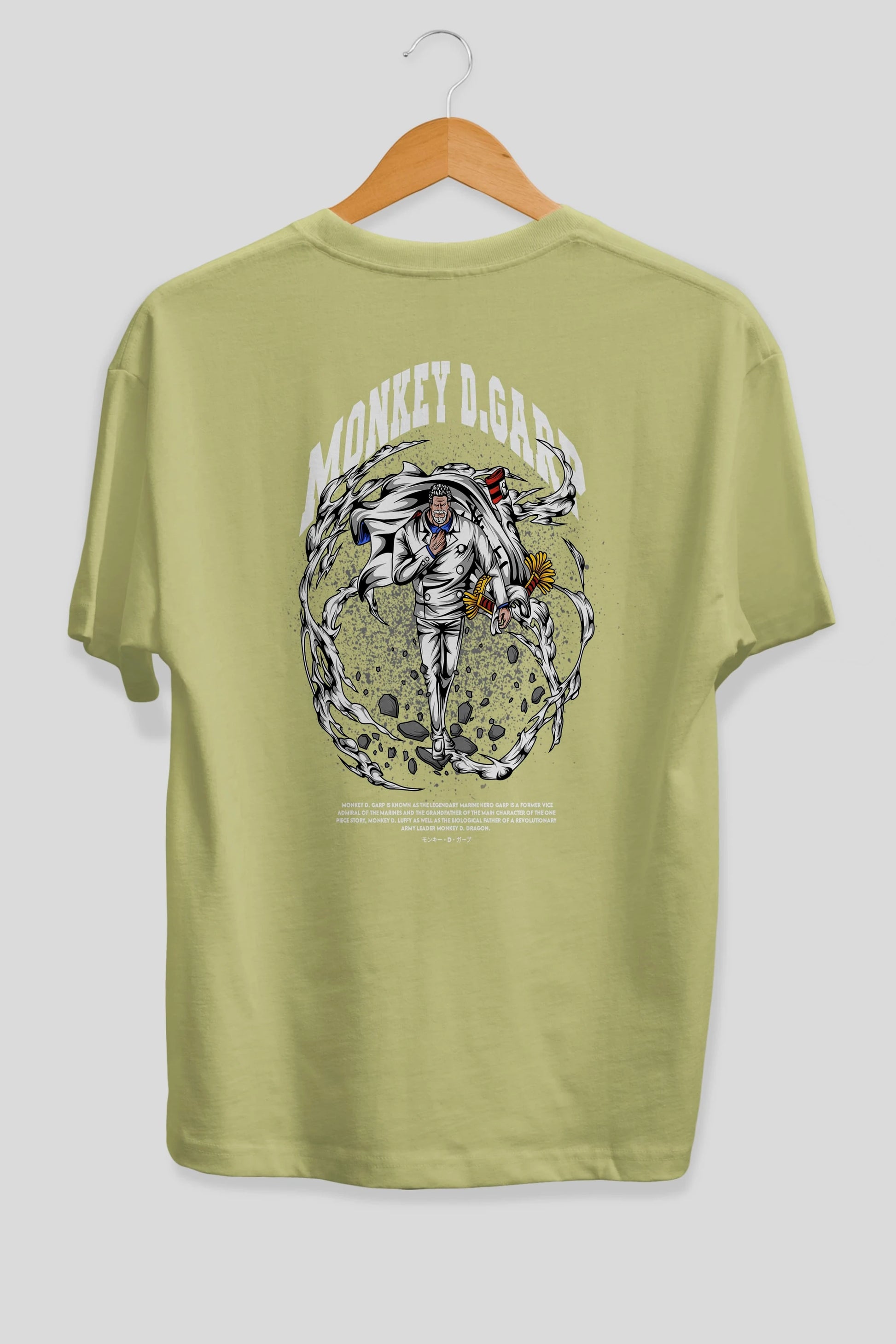 Monkey D. Garp Anime Arka Baskılı Oversize t-shirt Erkek Kadın Unisex