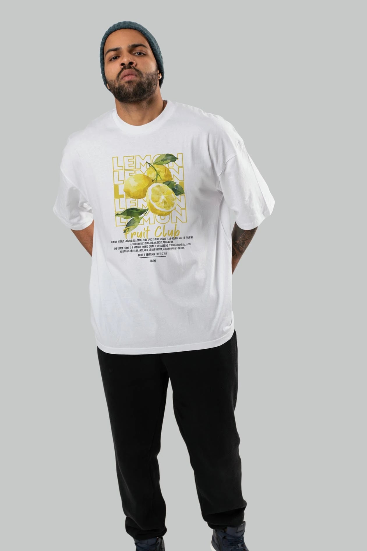 Lemon Ön Baskılı Oversize t-shirt Erkek Kadın Pamuk Bisiklet Yaka tişort