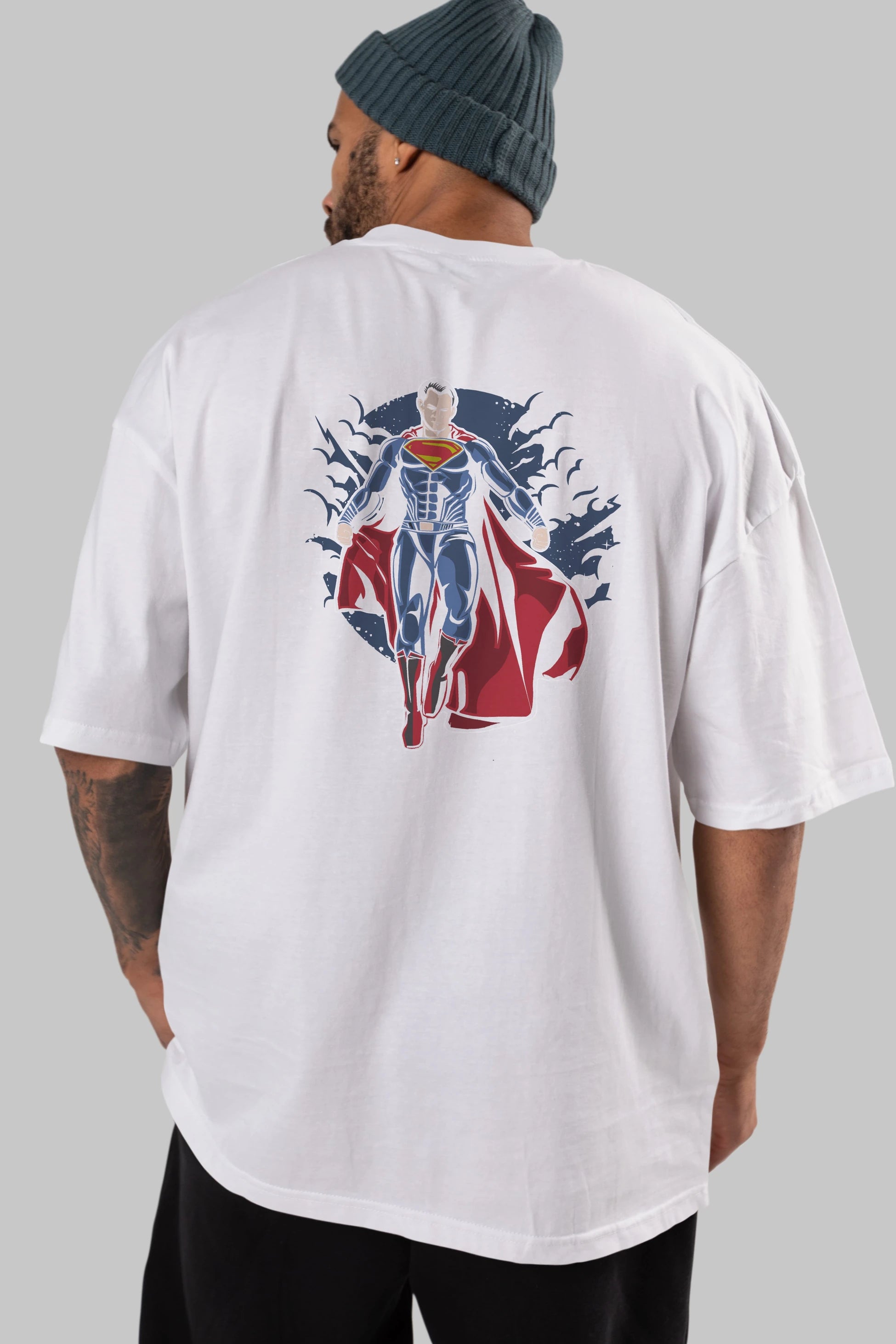 SUPERMAN Arka Baskılı Oversize t-shirt Erkek Kadın Unisex %100 Pamuk