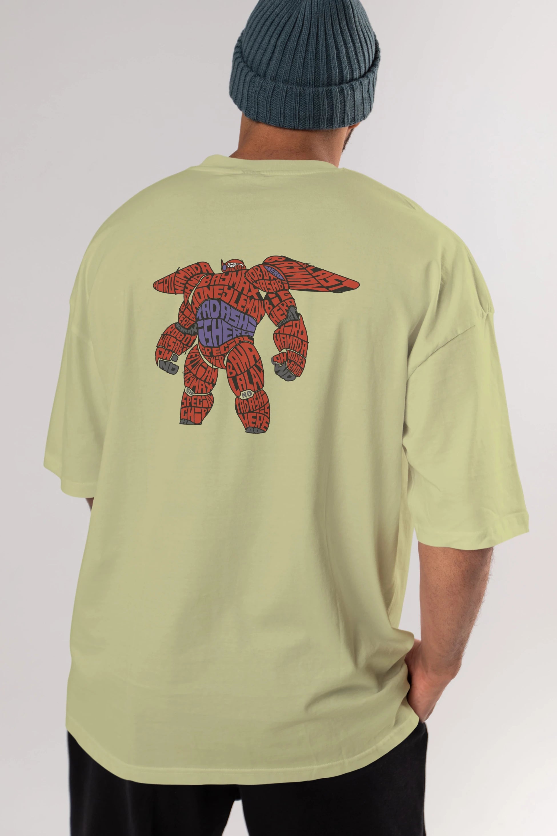Baymax Arka Baskılı Oversize t-shirt %100 pamuk Erkek Kadın Unisex