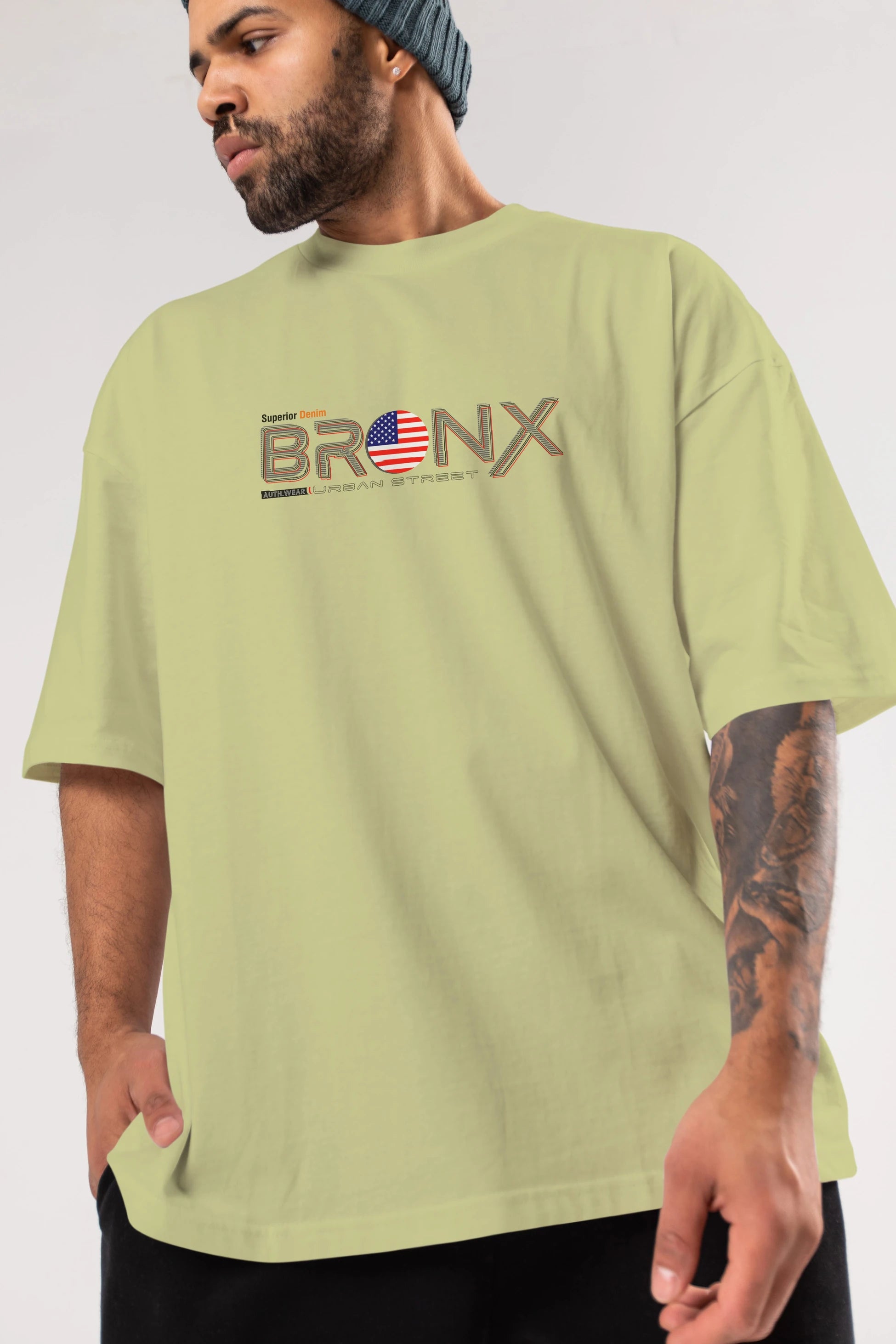 Bronx Ön Baskılı Oversize t-shirt Erkek Kadın Unisex