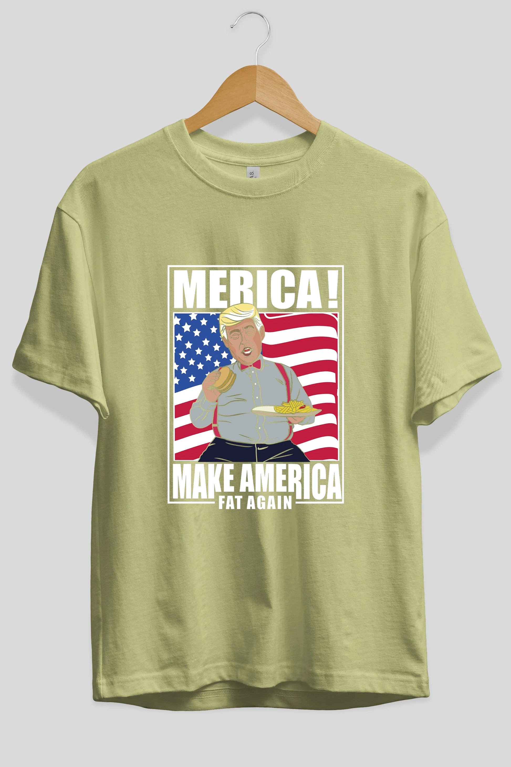 Trump Burger Ön Baskılı Oversize t-shirt Erkek Kadın Unisex %100 Pamuk tişort