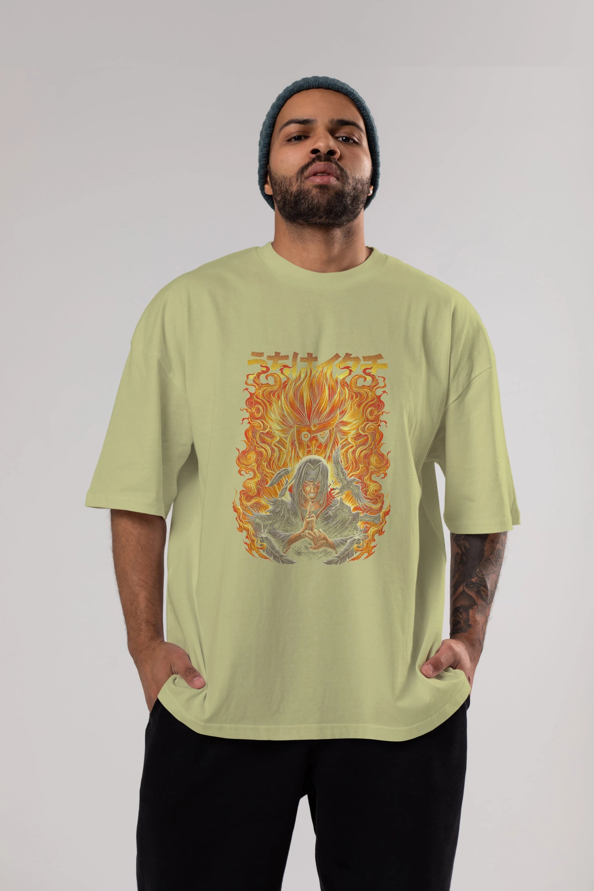 NARUTO ITACHI UCHIHA Anime Ön Baskılı Oversize t-shirt %100 pamuk Erkek Kadın Unisex