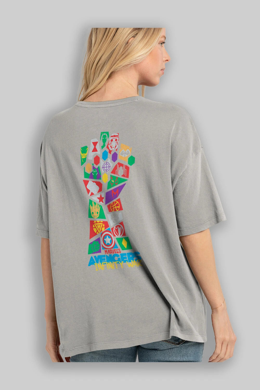 The Avengers Arka Baskılı Oversize t-shirt Erkek Kadın Unisex %100 Pamuk Bisiklet Yaka tişort
