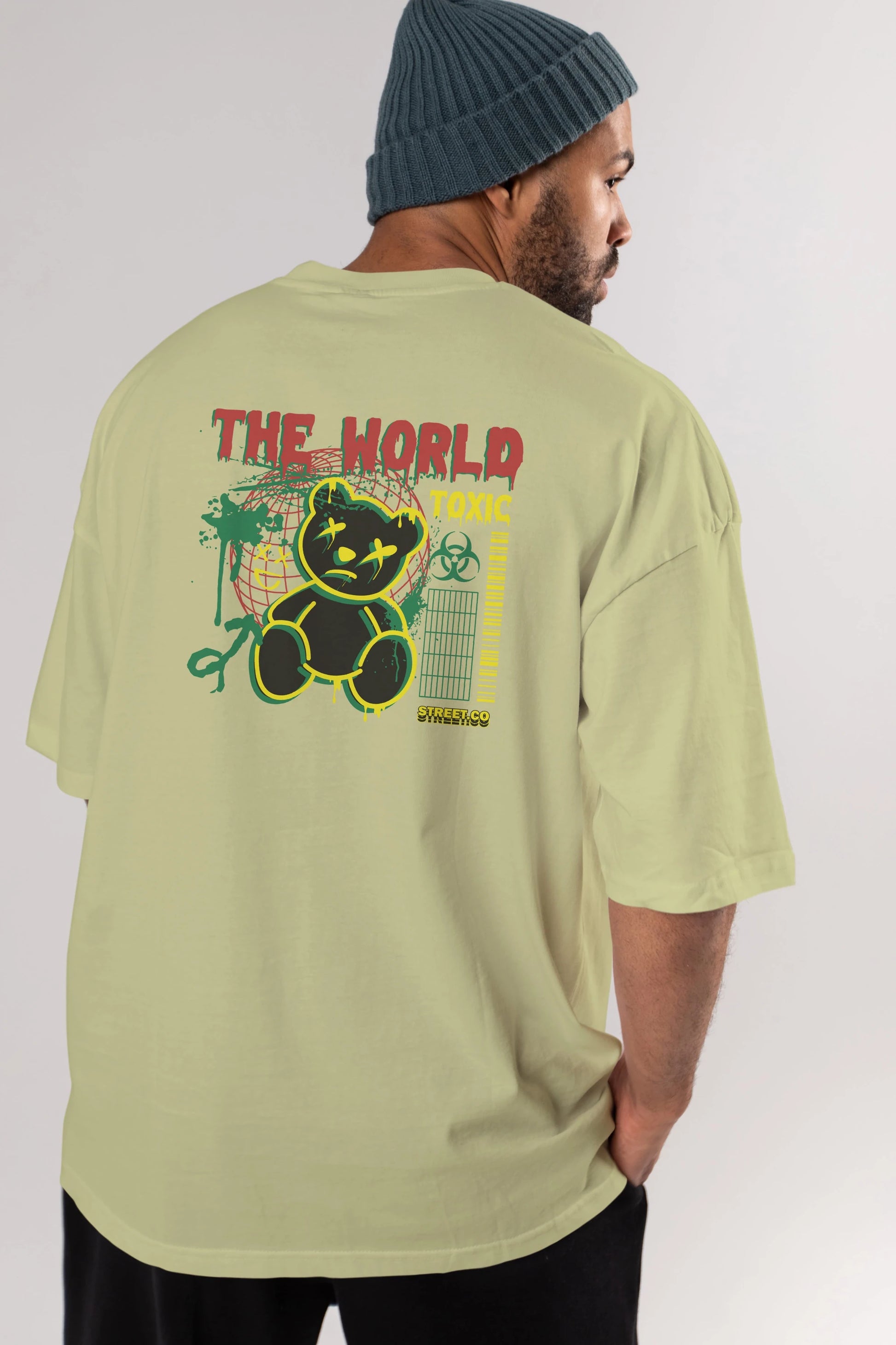 The World Toxic Bear Arka Baskılı Oversize t-shirt Erkek Kadın Unisex