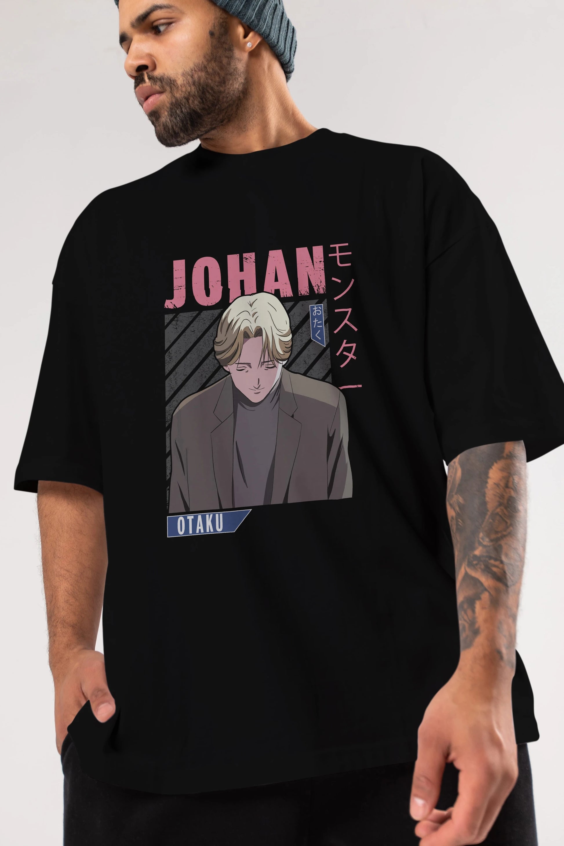 Johan Liebert MONSTER Anime Ön Baskılı Oversize t-shirt %100 pamuk Erkek Kadın Unisex