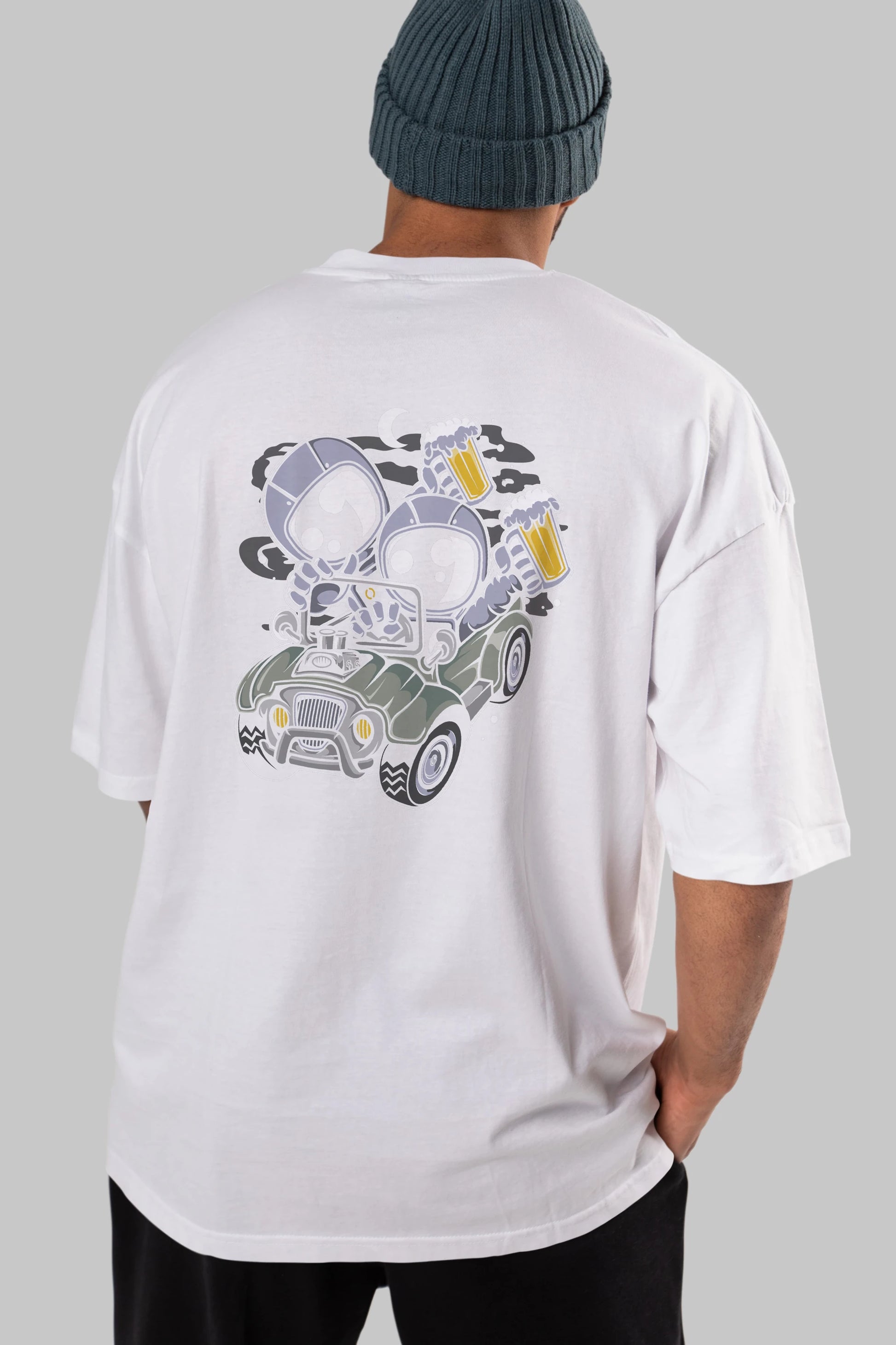 Astronaut Offroad Arka Baskılı Oversize t-shirt Erkek Kadın Unisex