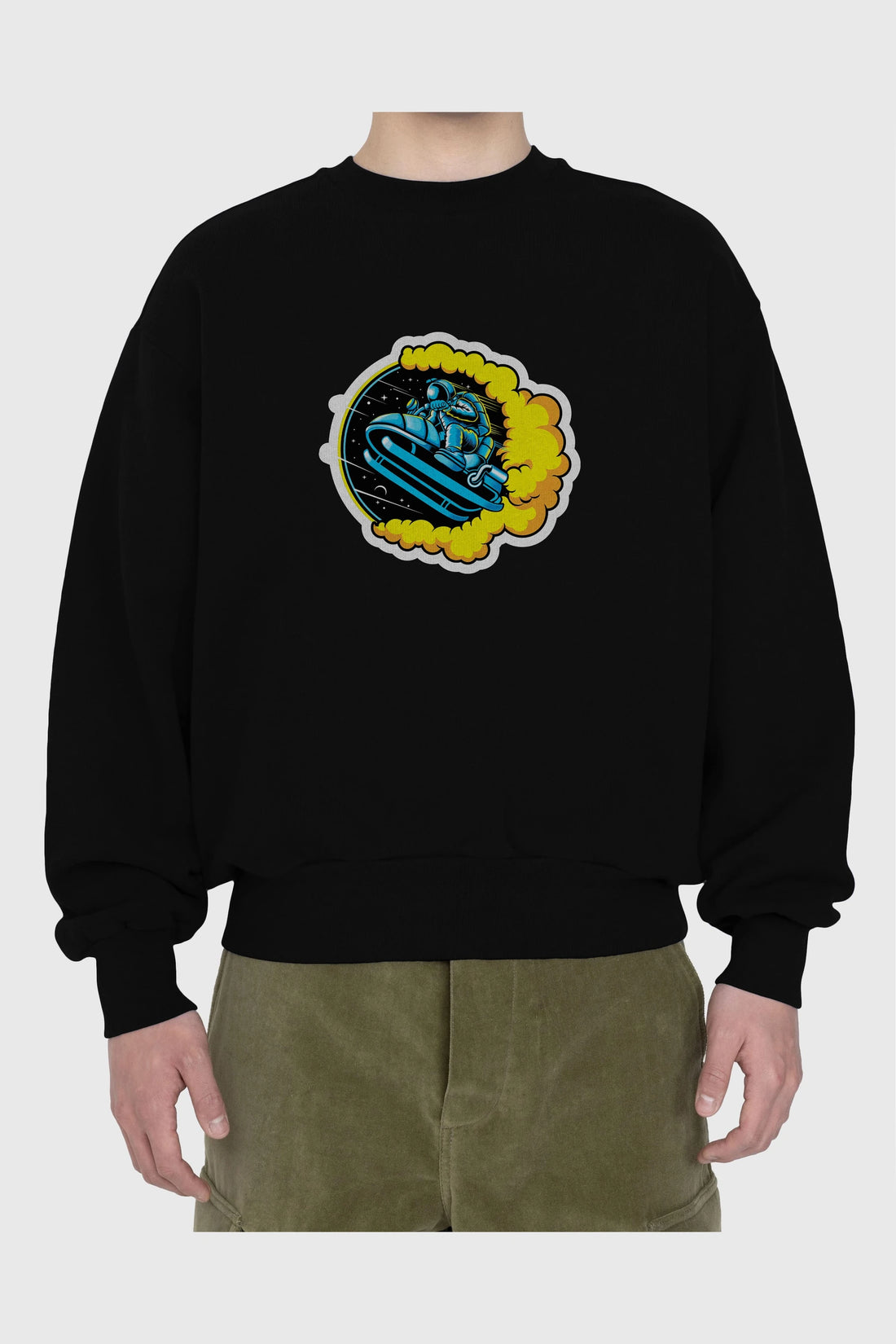Astrojump with Snowmobile Sticker Ön Baskılı Oversize Sweatshirt Erkek Kadın Unisex