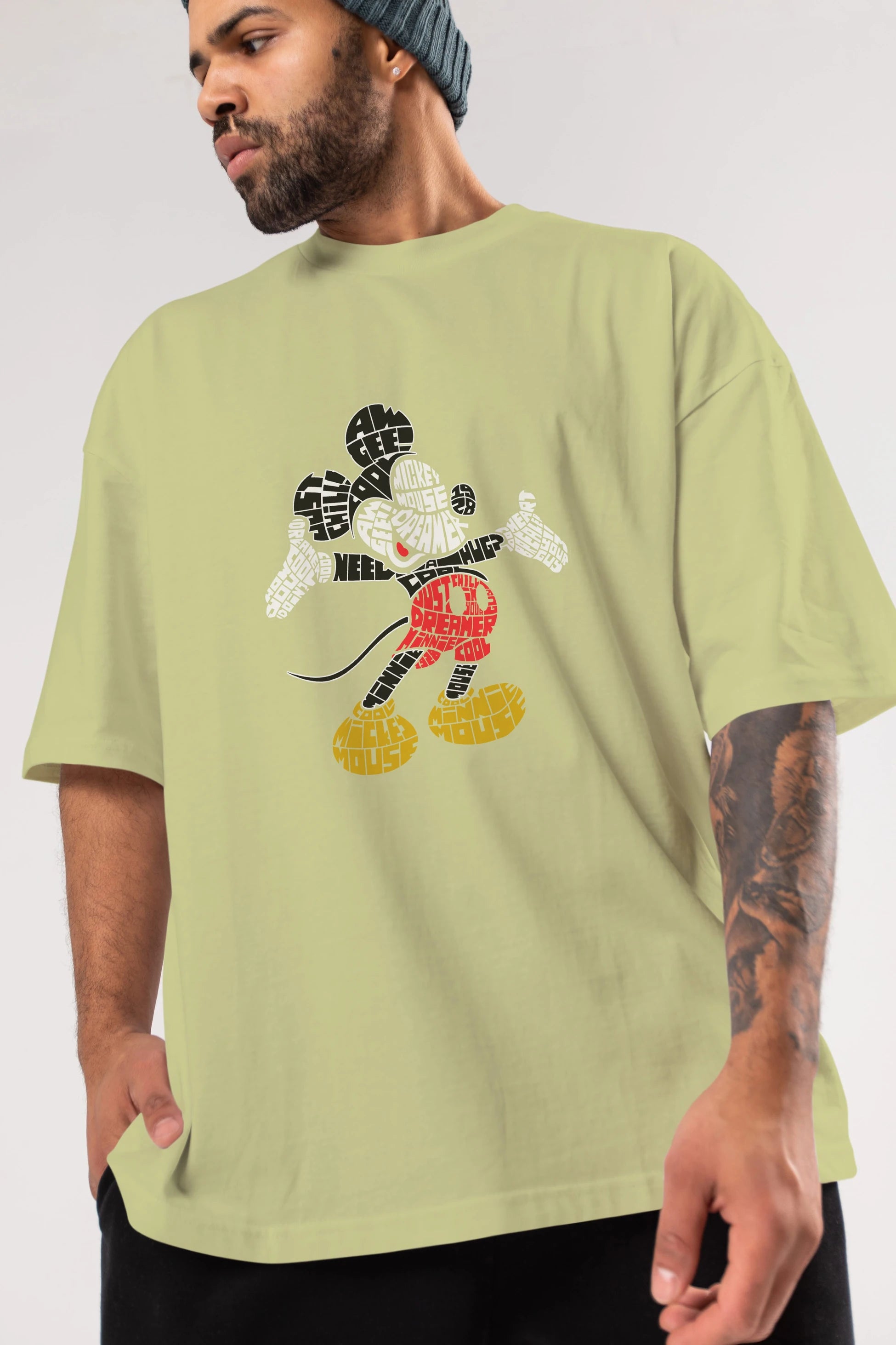 Mickey Ön Baskılı Oversize t-shirt %100 pamuk Erkek Kadın Unisex