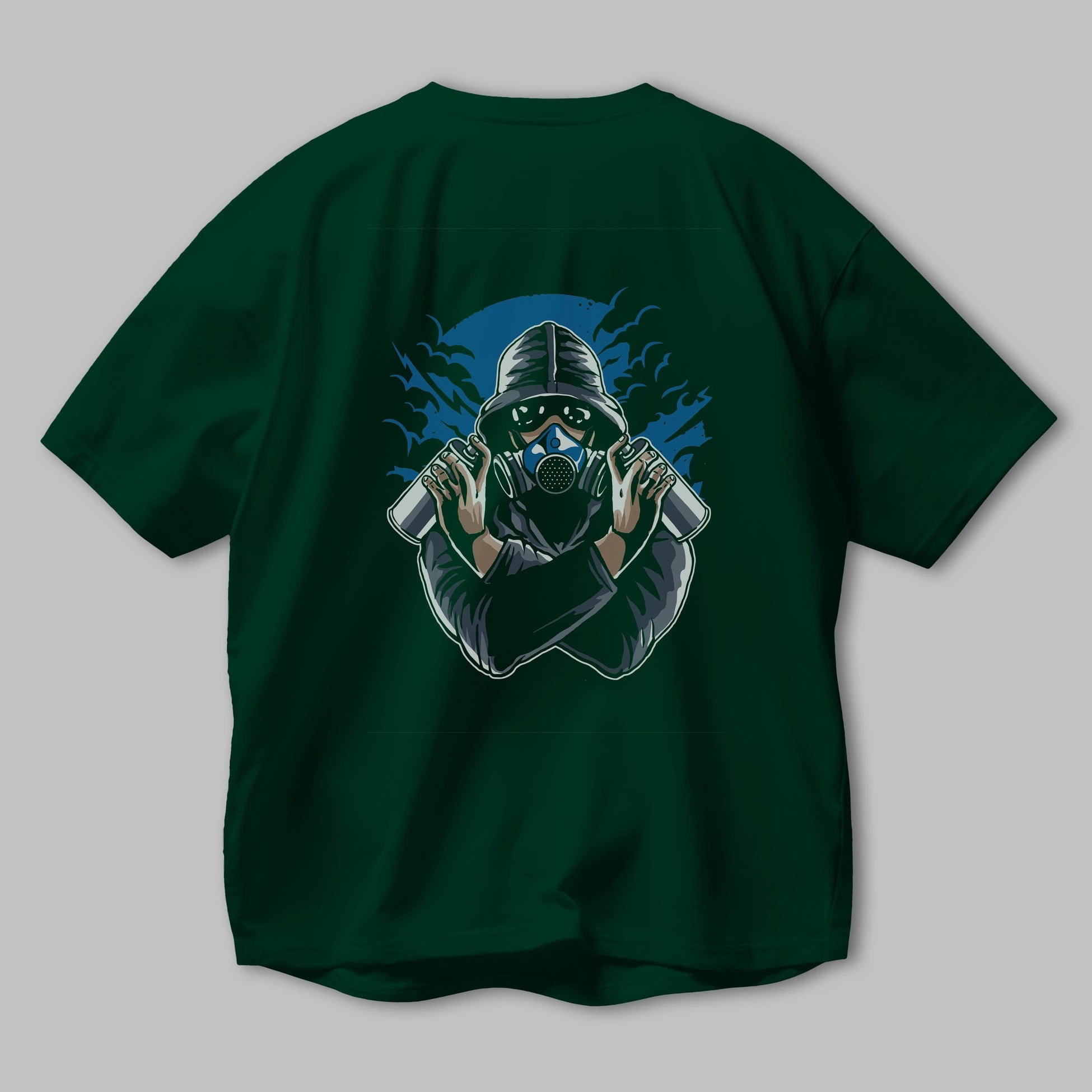Graffiti Gasmask Arka Baskılı Oversize t-shirt Erkek Kadın Unisex %100 Pamuk