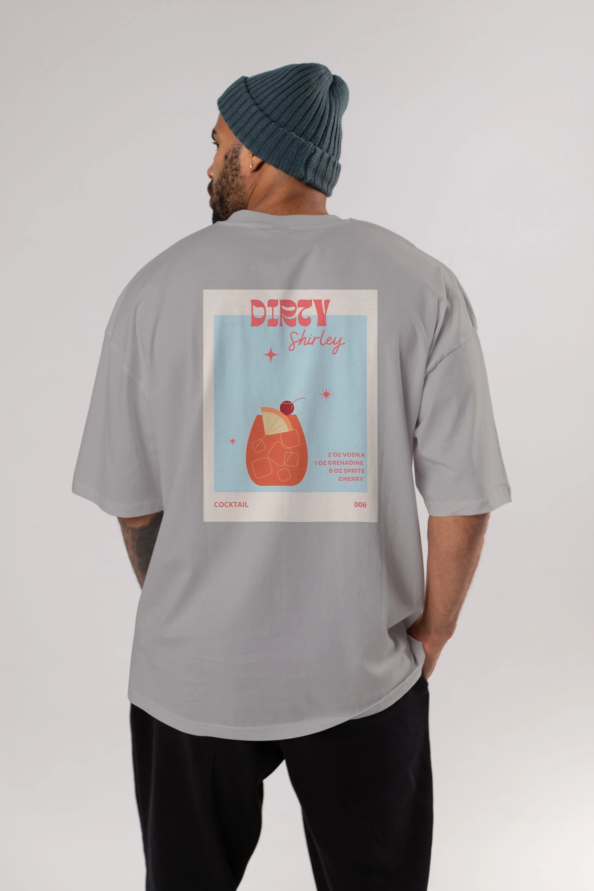 Dirty Shirley Arka Baskılı Oversize t-shirt Erkek Kadın Unisex %100 Pamuk Bisiklet Yaka tişort