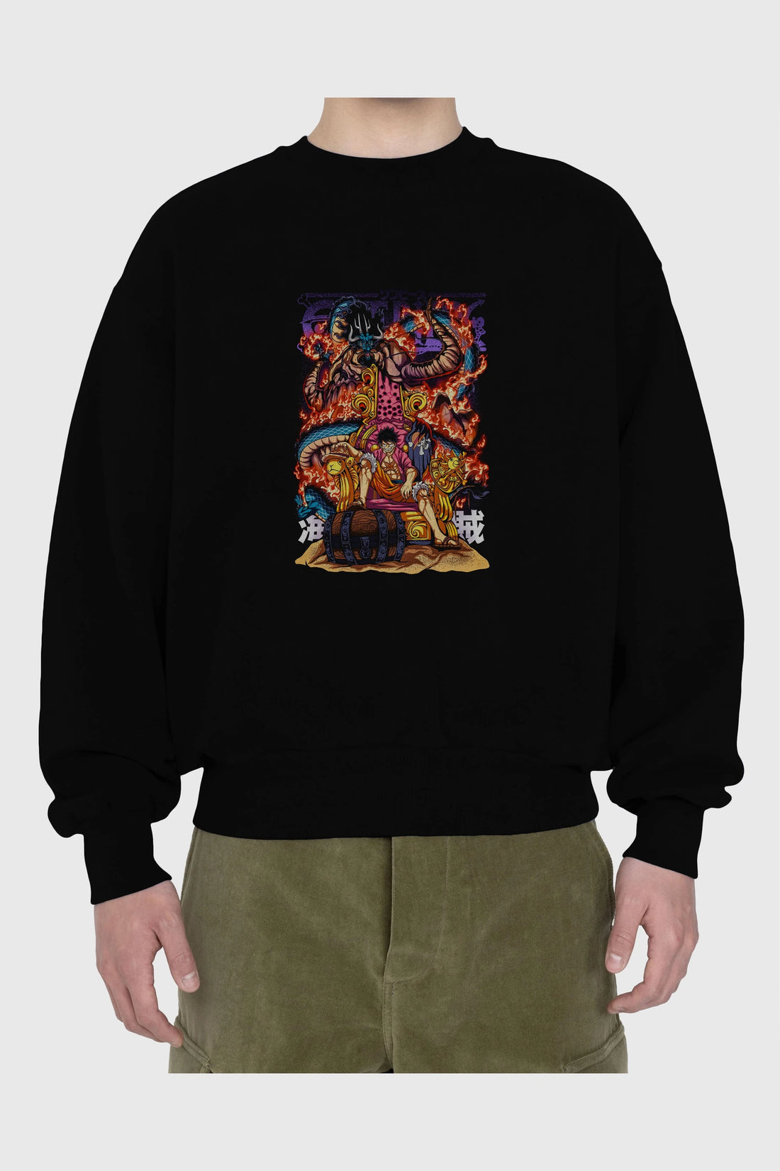 MONKEY D. LUFFY 1 Anime Ön Baskılı Oversize Sweatshirt Erkek Kadın Unisex