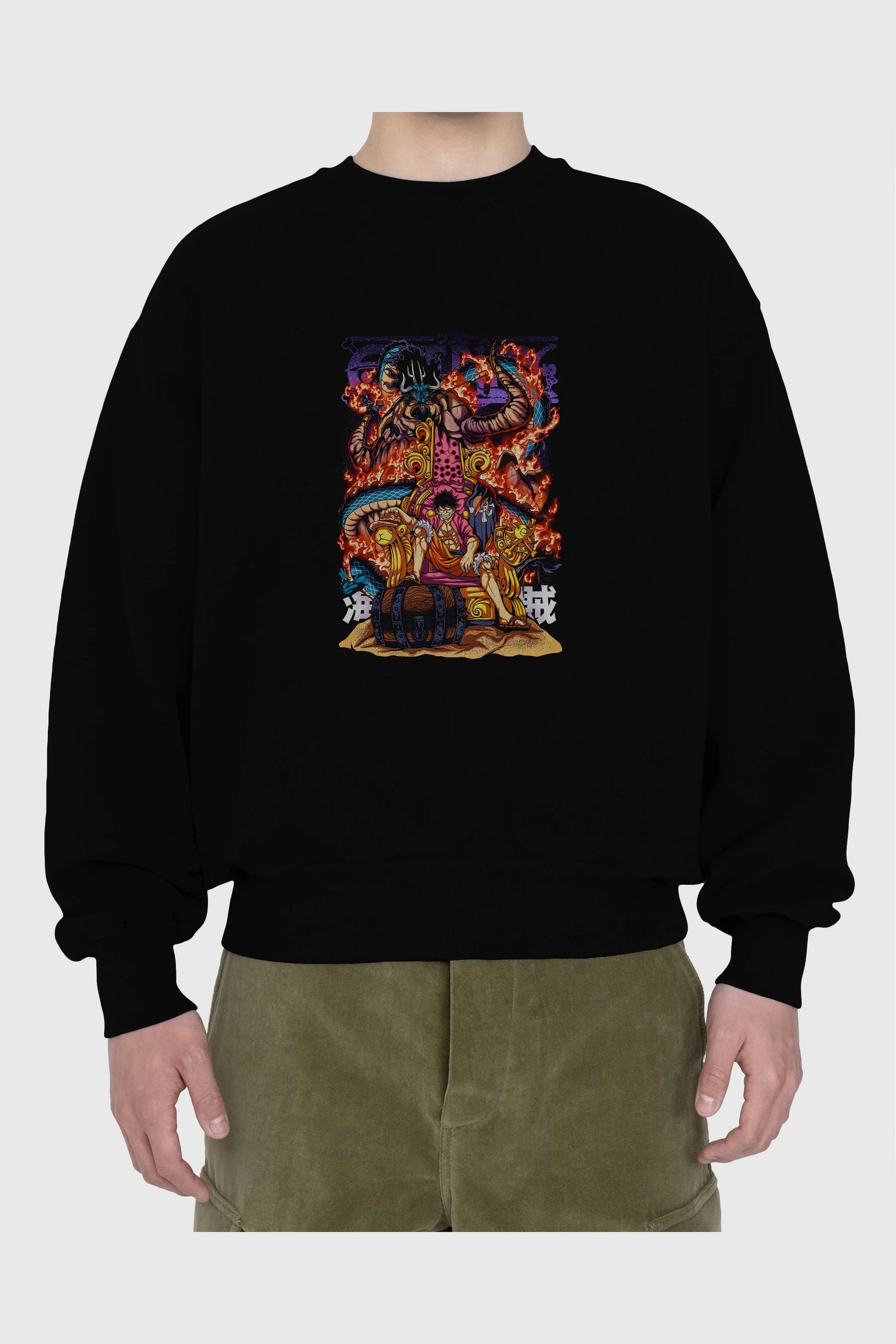 MONKEY D. LUFFY 1 Anime Ön Baskılı Oversize Sweatshirt Erkek Kadın Unisex