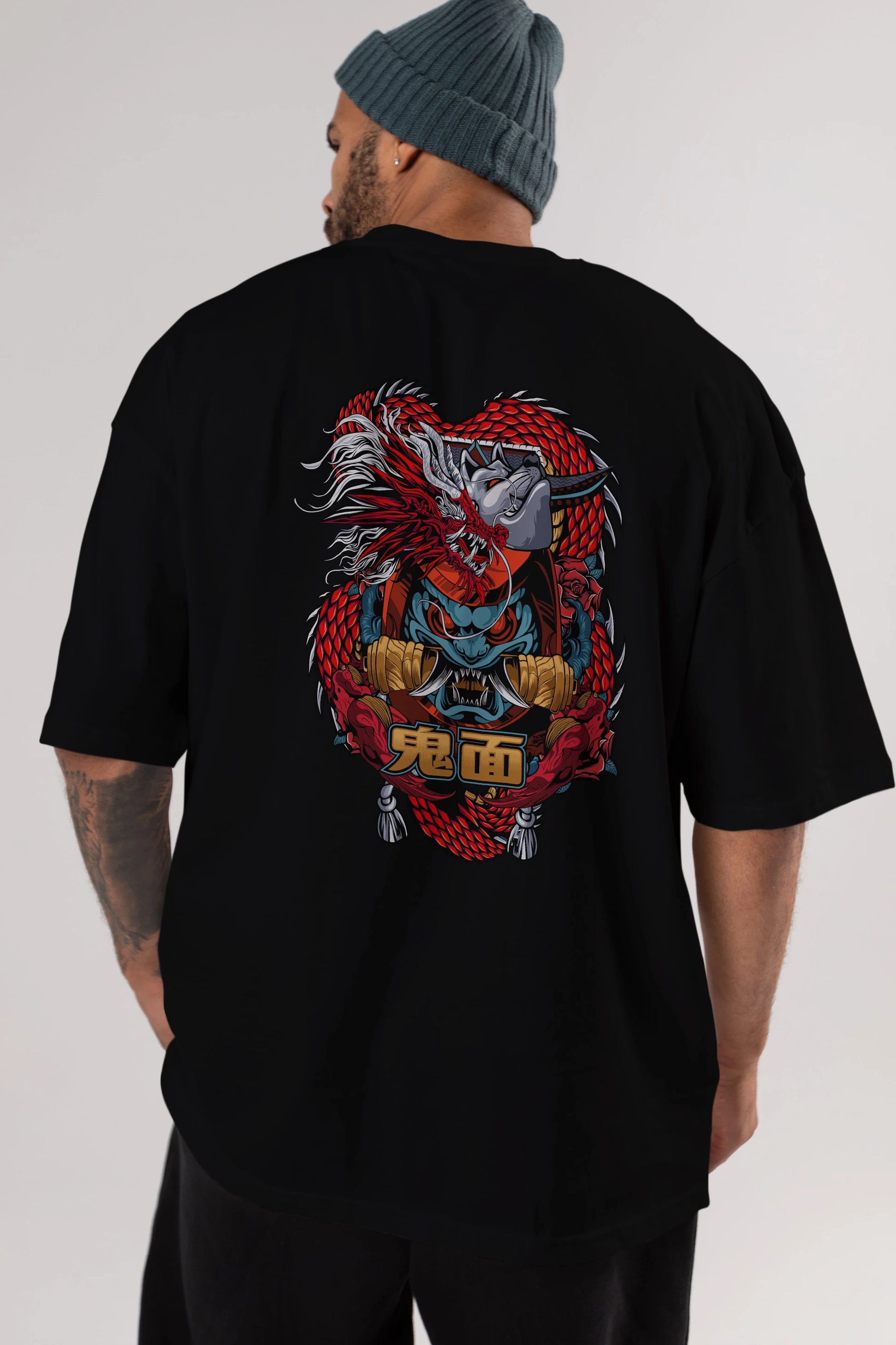 TRIBAL Anime Arka Baskılı Oversize t-shirt Erkek Kadın Unisex