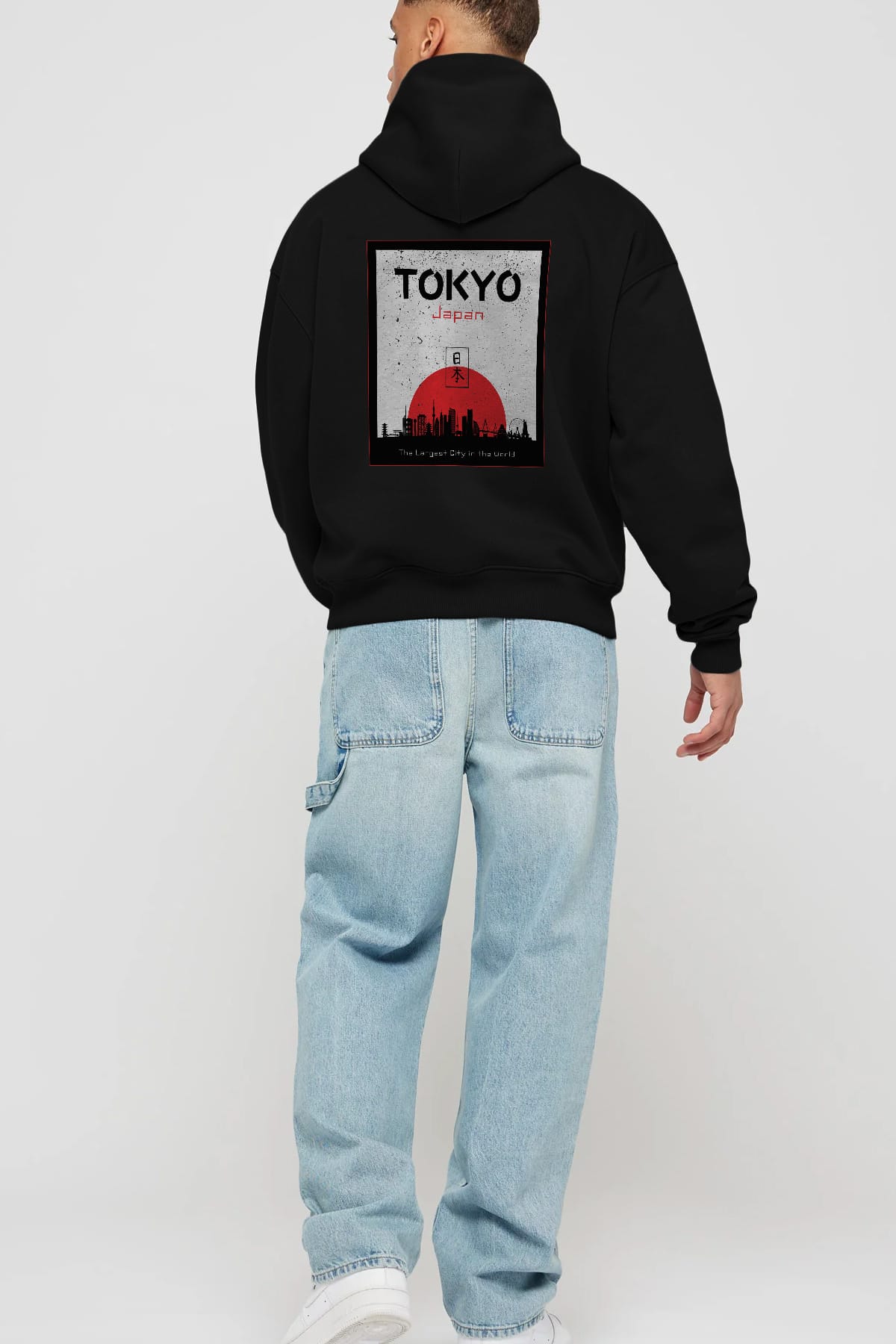 Tokyo Japan Yazılı Arka Baskılı Oversize Hoodie Kapüşonlu Sweatshirt Erkek Kadın Unisex