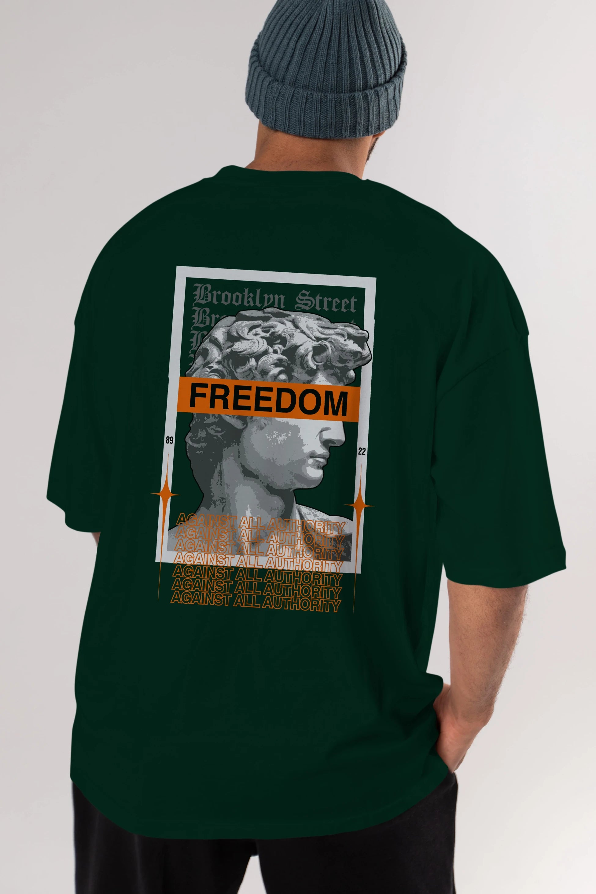Brooklyn Street Arka Baskılı Oversize t-shirt Erkek Kadın Unisex
