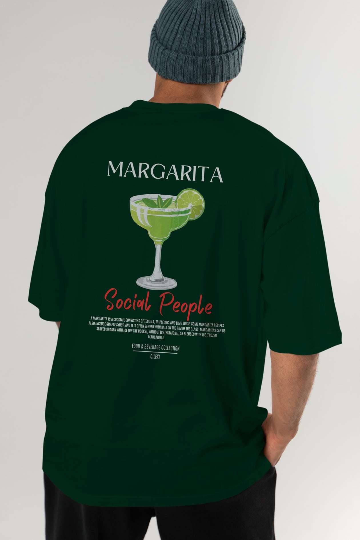 Margarita Kokteyl Serisi Baskılı Oversize t-shirt Erkek Kadın Unisex %100 Pamuk Bisiklet Yaka tişort