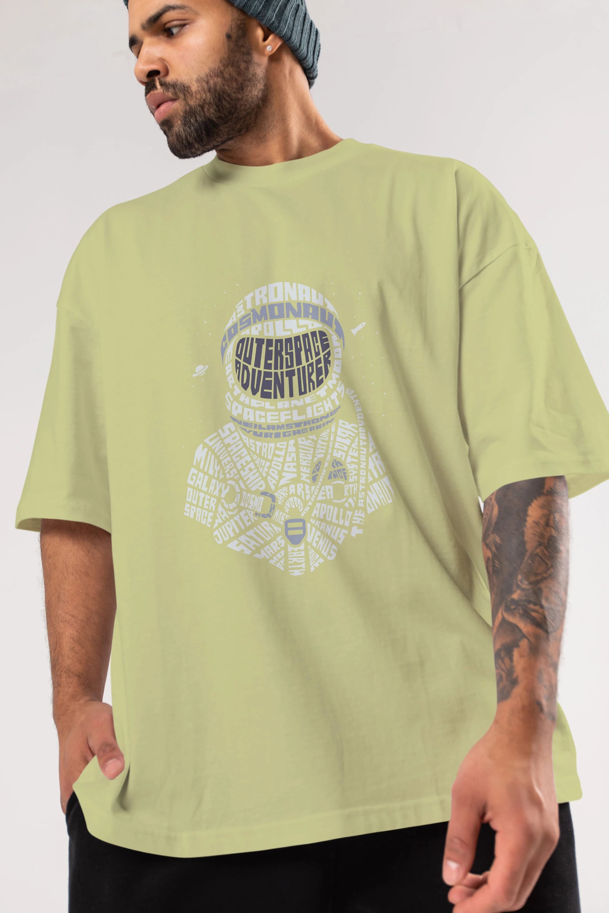 Astronaut Ön Baskılı Oversize t-shirt %100 pamuk Erkek Kadın Unisex